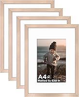 Vista 31 de KINLINK Juego de 4 portarretratos plateados de 5 x 7, marcos de fotos de madera con paspartú de 4 x 6 con plexiglás para 4 x 6 con paspartú o 5 x 7