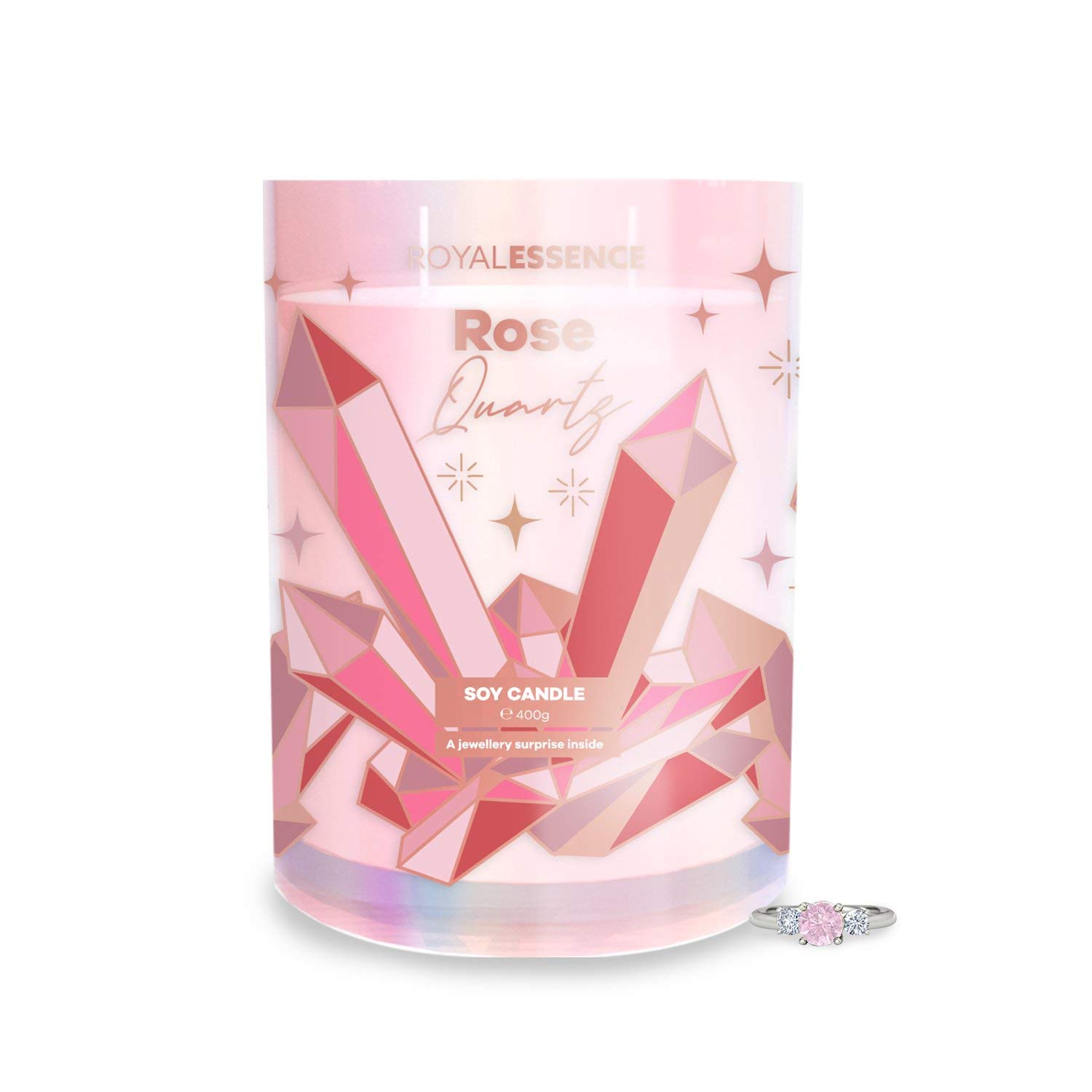 Royal Essence Rose Quartz Jewellery Candle (Surprise 925 Sterling Silver Jewellery Valued at $50 to 
