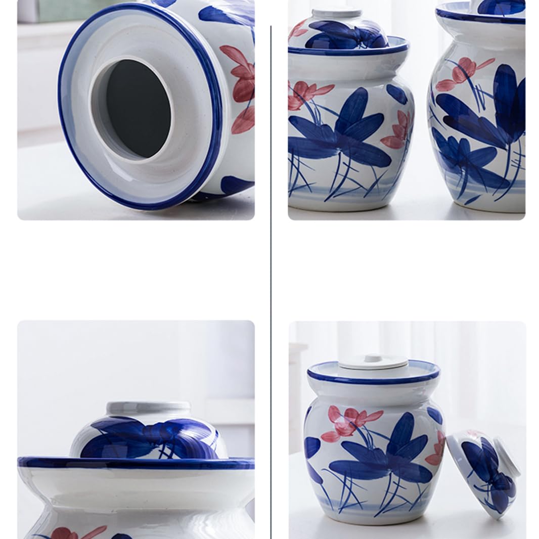 Ceramiczny słoik na marynaty z pokrywkami, duży tradycyjny chiński porcelanowy słoik do marynowania, ceramiczny garnek fermentacyjny z uszczelką wodną pokrywką śluzy powietrznej, garnek z kapustą