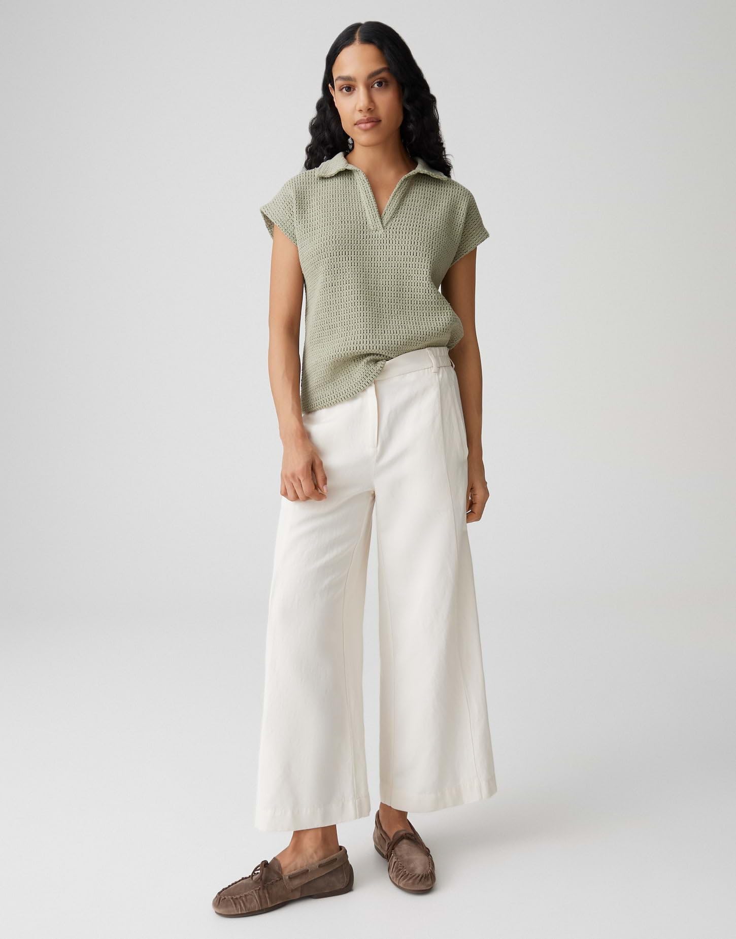 OPUS Damen Kurzarmshirt | Poloshirt in Häkeloptik Regular Fit