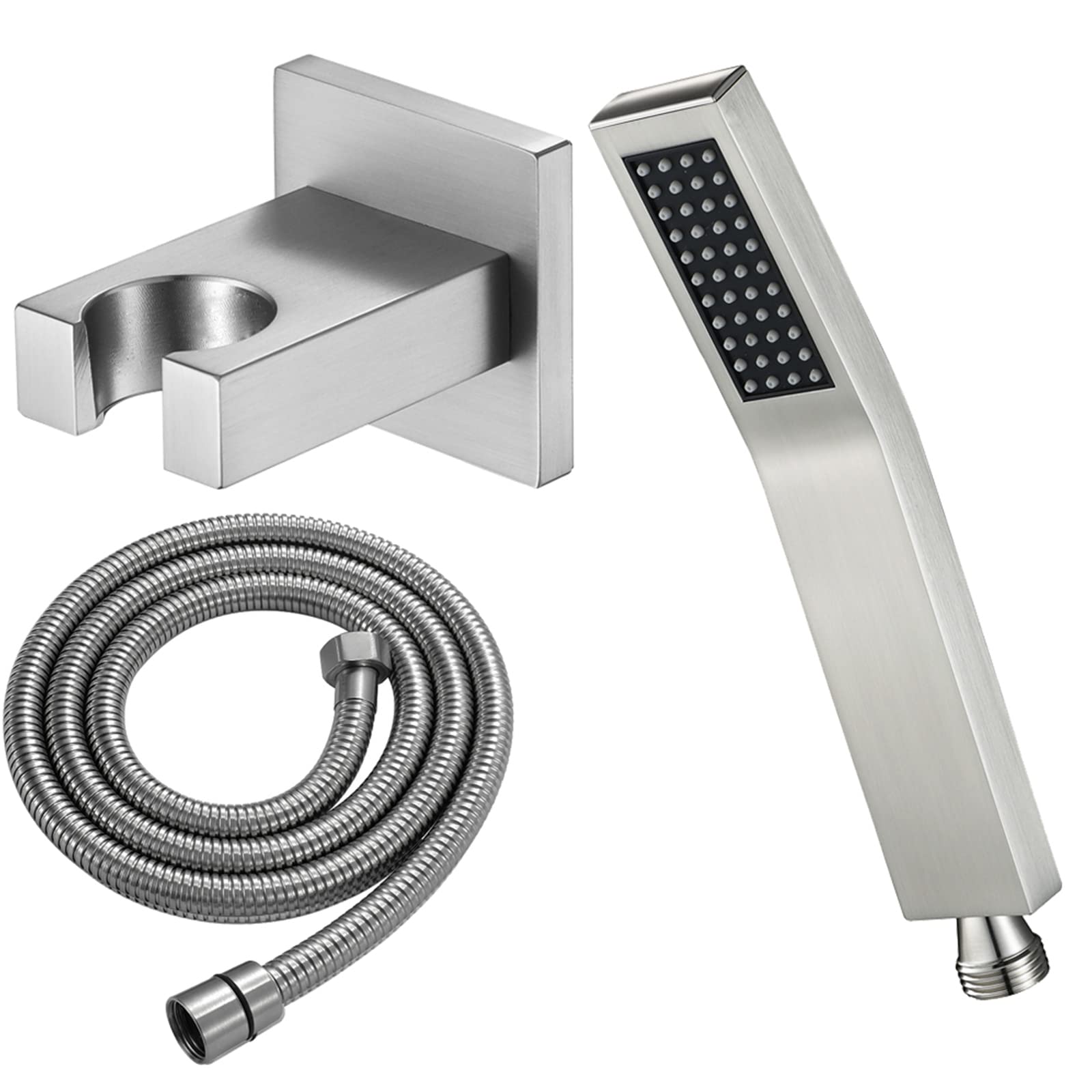 Cabezal de Ducha de Mano de Cobre de Alta presión con Manguera de Acero Inoxidable 304 y Soporte de Montaje de Brazo de Ducha de Cobre, Cabezal de Ducha de Mano para baño, Varilla de Ducha,
