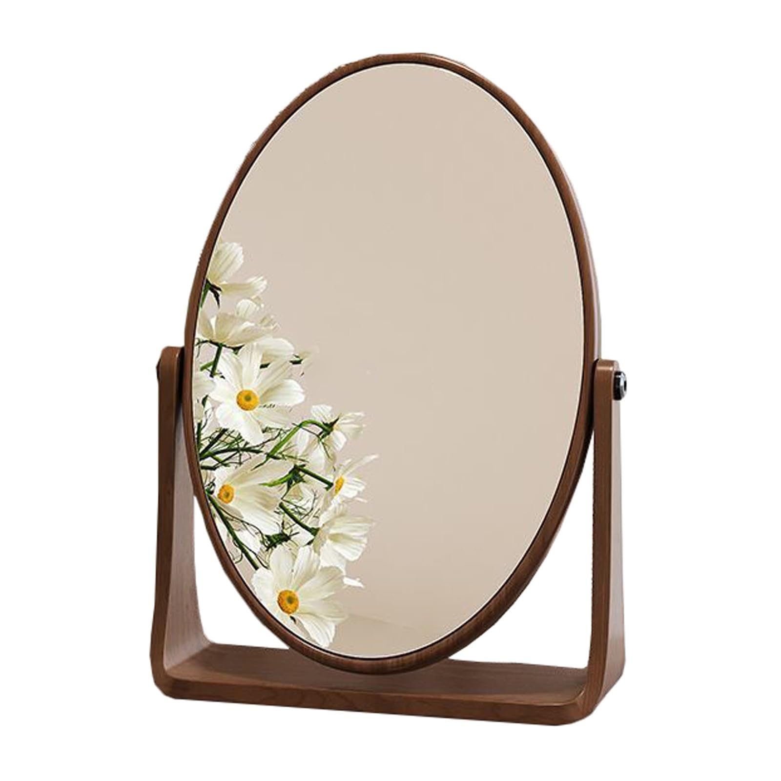 FGXHHS Mirror Shaving Pivot Mirrors with Wooden Frame for Living Room Bedroom Entryway Bathroom(Walnut)