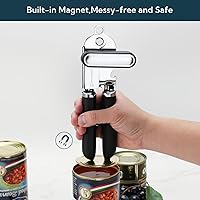 Vista 3 de KITCHENDAO Abrelatas manual, hoja de 2ª generación, abrelatas de mano con imán, rueda de corte súper afilada para corte de borde suave, agarre