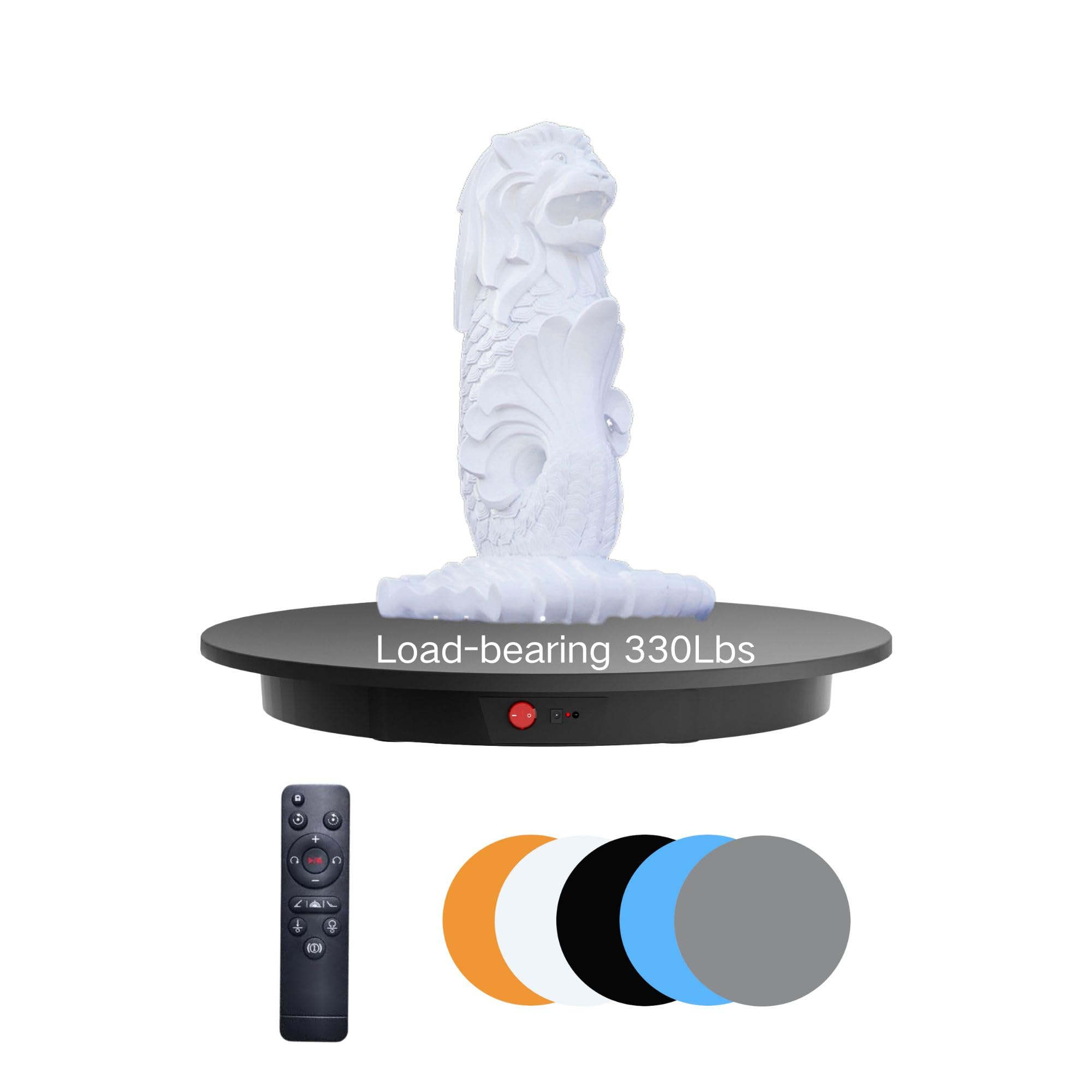 JAYEGT Motorized Rotating Display Stand, 350Lbs Load,360 Degree Electric Rotating Potography Turntable for Products Display,Live Show, Remote Control +5 Colors Backgrounds (Black/16.5inch /Wired)