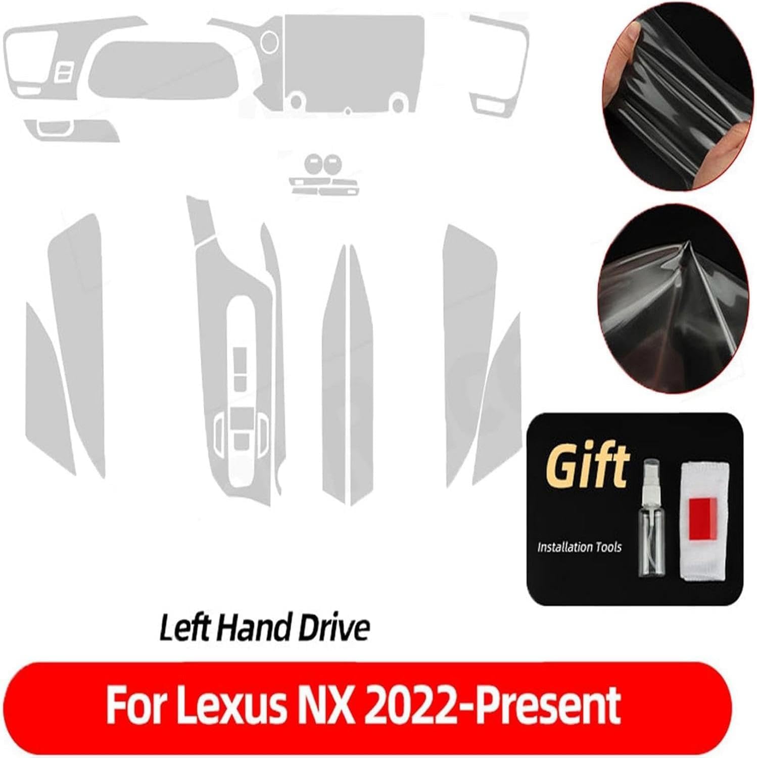 カーインテリアフィルム セントラルコンソール ギア ダッシュボードパネル ナビゲーションスクリーン TPU 透明保護フィルム ポルシ