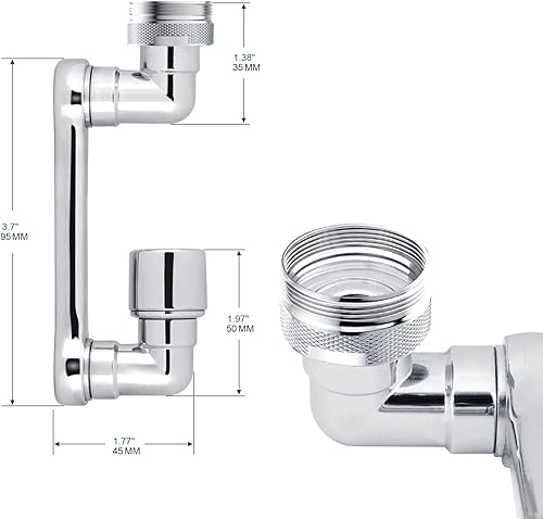 Miniatura 3 de Extensor de aireador giratorio 1080, adaptador de boquilla de agua de gran ángulo, filtro universal contra salpicaduras extensión de grifo de