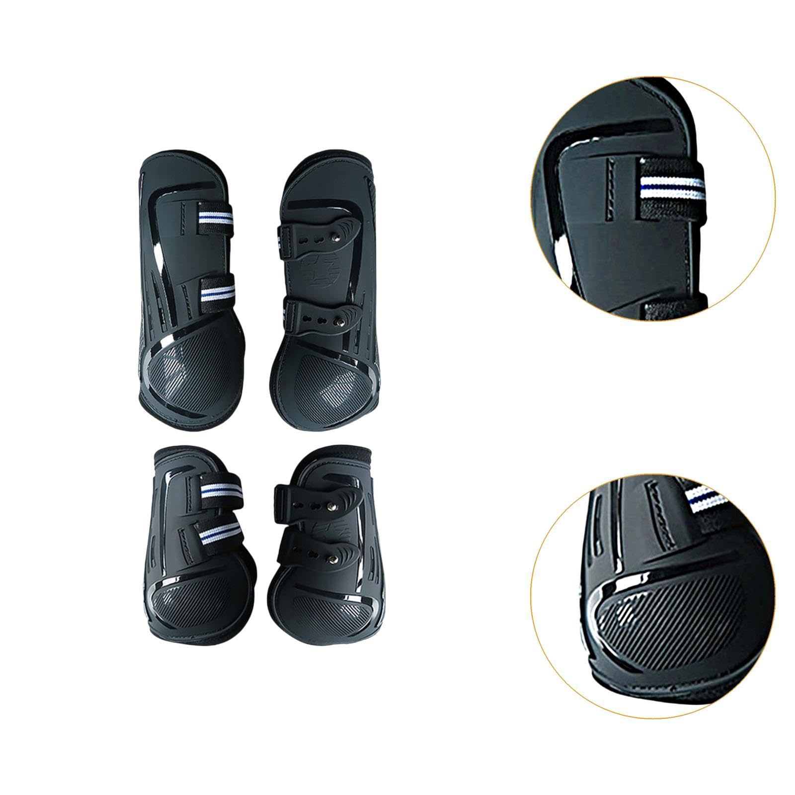 4X Pferde Stiefel Bein Schutz Unterstützung Stoßdämpfende Bein Wraps Bein Schutz für Springen Training Reiten REIT Zubehör, schwarz L