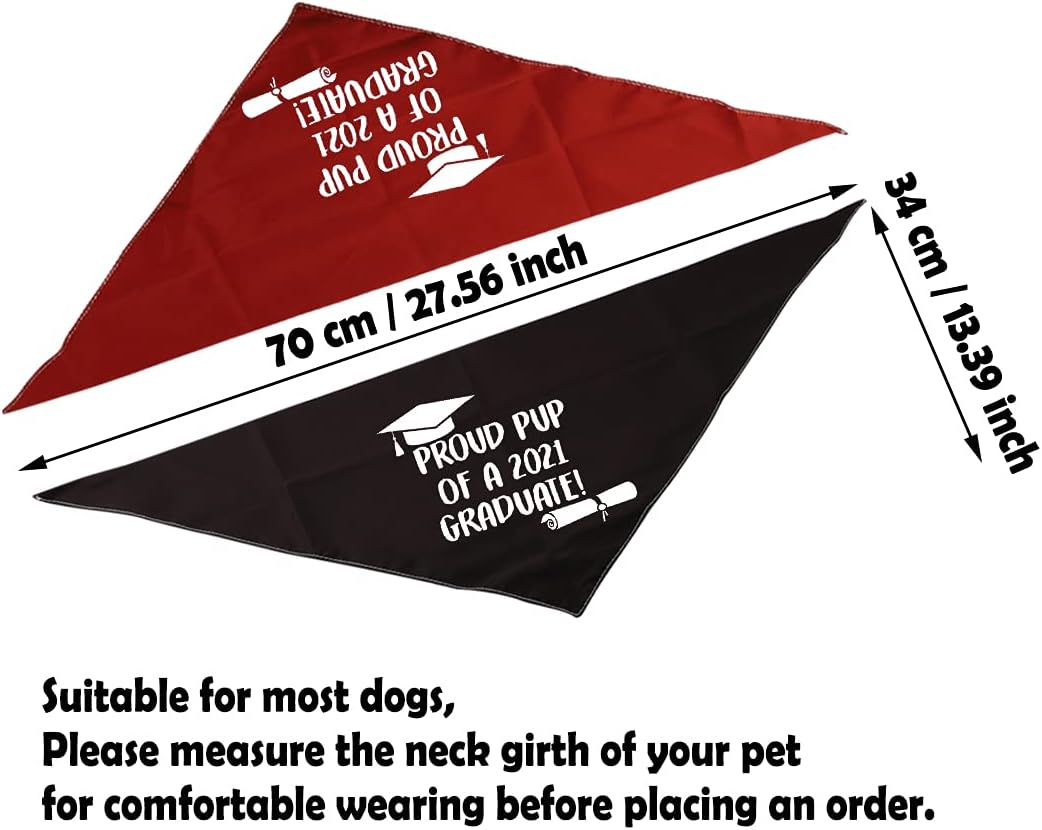 2 Pack Graduation Dog Pet Bandana Proud Pup of A 2021 Graduate Dog