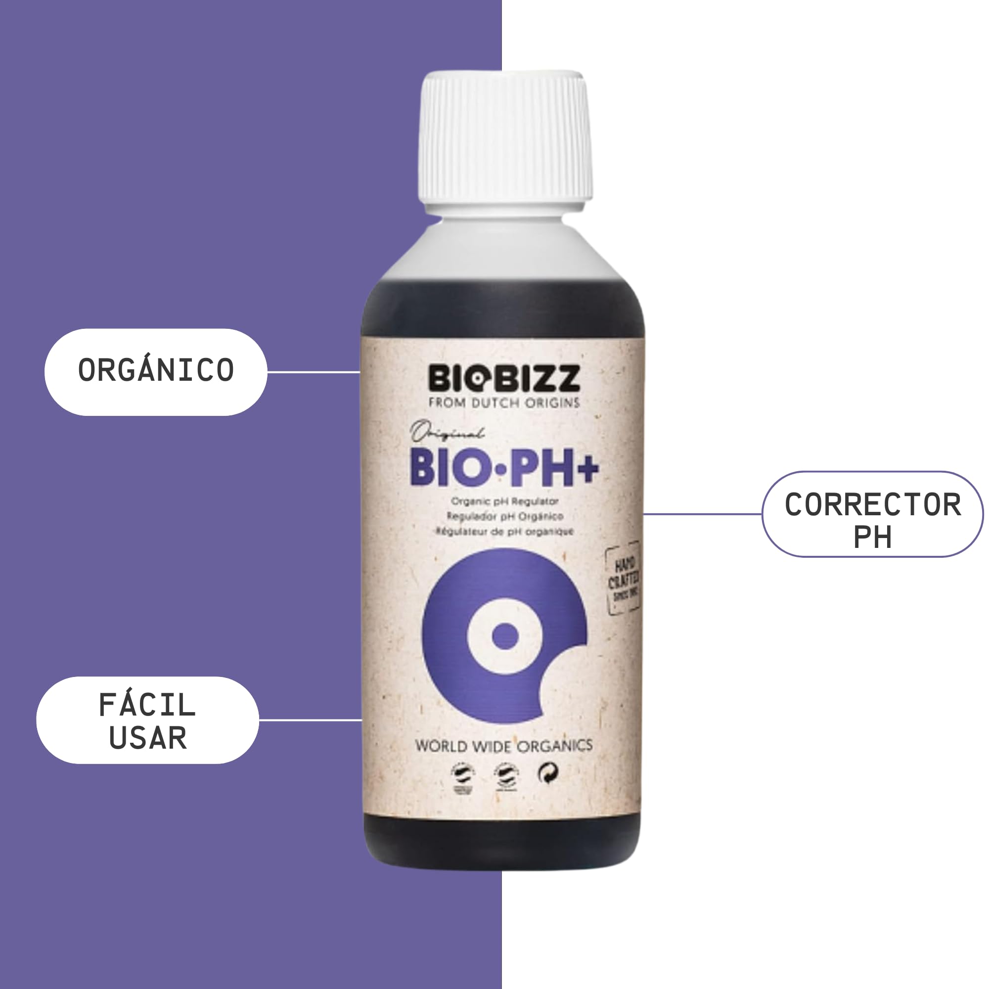 GROWMANIA Biobizz pH + Plus 250 ml + pH – Menos 250 ml líquido + Up Nutrients Boost Up + Vaso Medidor | Superpack Ph up and Ph Down and Boost | Abono elevador de pH para plantas de cultivo