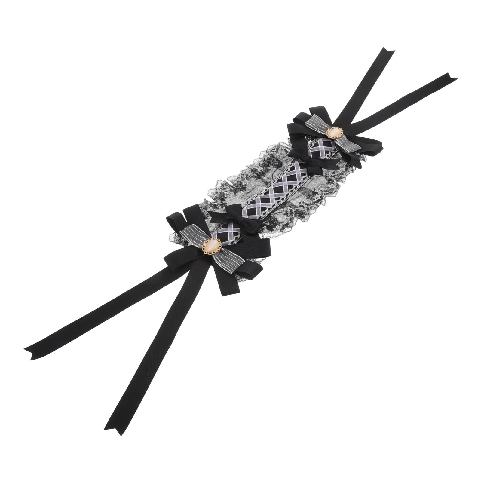 Sewroro 3 Piezas Diadema Lolita de Encaje Negro Lazo para Niña, Banda Pelo Suave y Cómoda, Accesorios Vintage para Cosplay y Fiestas de Rol