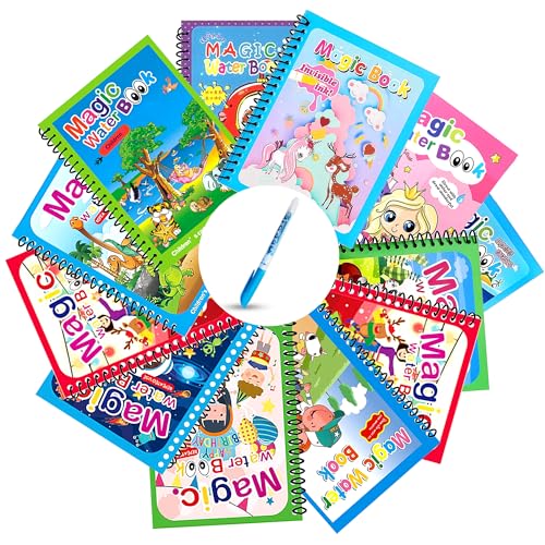 Image of GLUN 12 Piece Set Children's Cartoon Water Magic Painting Book with Magic Marker, Different Exploration Scenes