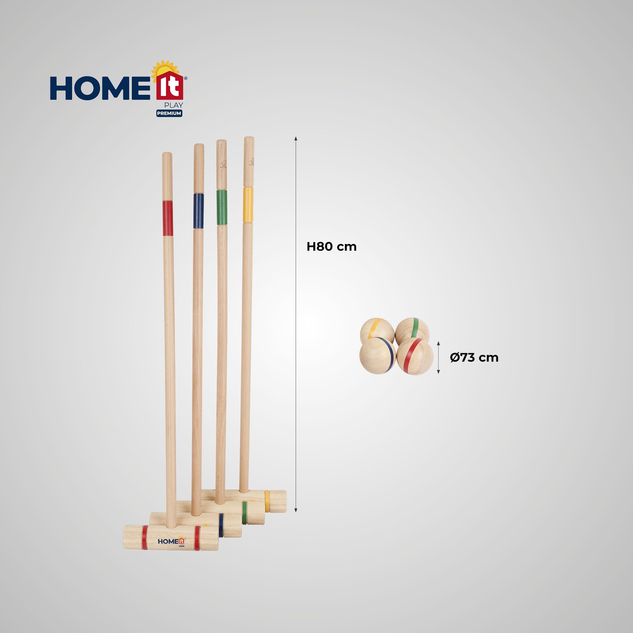Home It® Juego de croquet premium para niños y adultos para 4 personas con 4 bolas de madera de goma