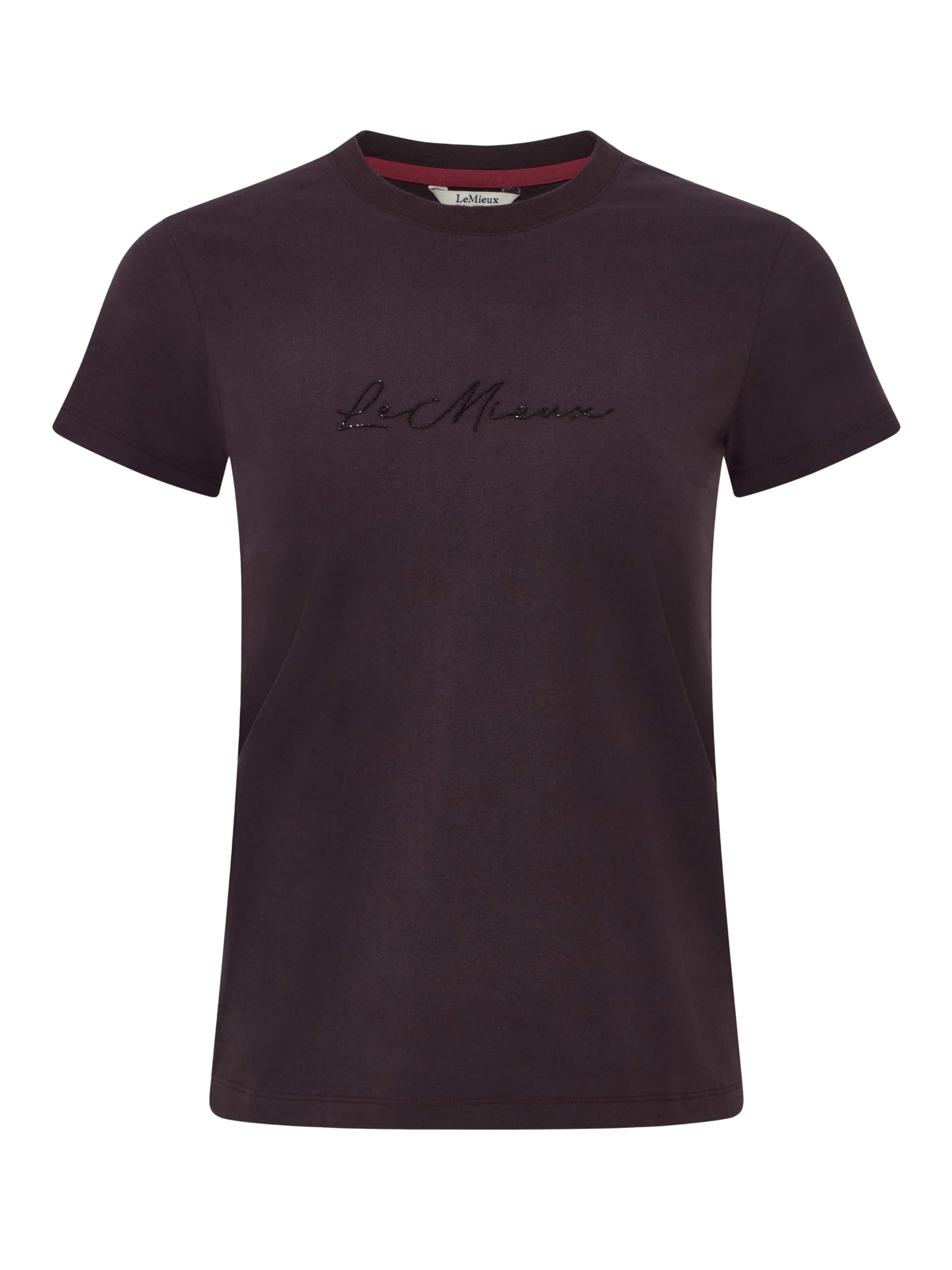 LeMieux Ladies Classique Sparkle T-Shirt - Comfortable Classic Fit - Sweat Wicking Fabric - Damson - UK12