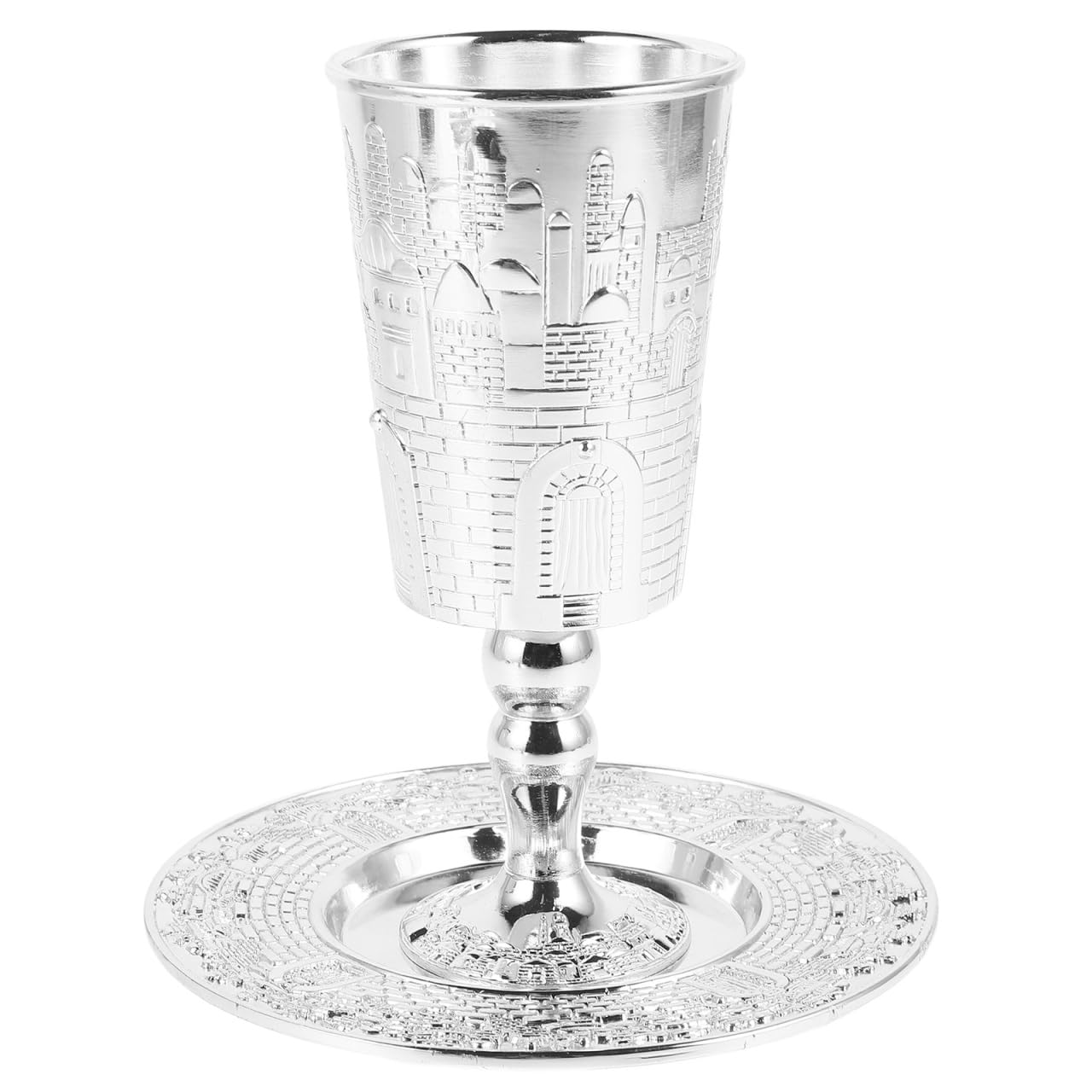 FOMIYES Ensemble Tasse De Kiddouch Et Soucoupe En Alliage De Zinc Pour Shabbat Et FêTes Juives Verre De Kiddouch Shabbat Sacré DéCorations De Vacances JudaïQues CéRéMonie Traditionnelle