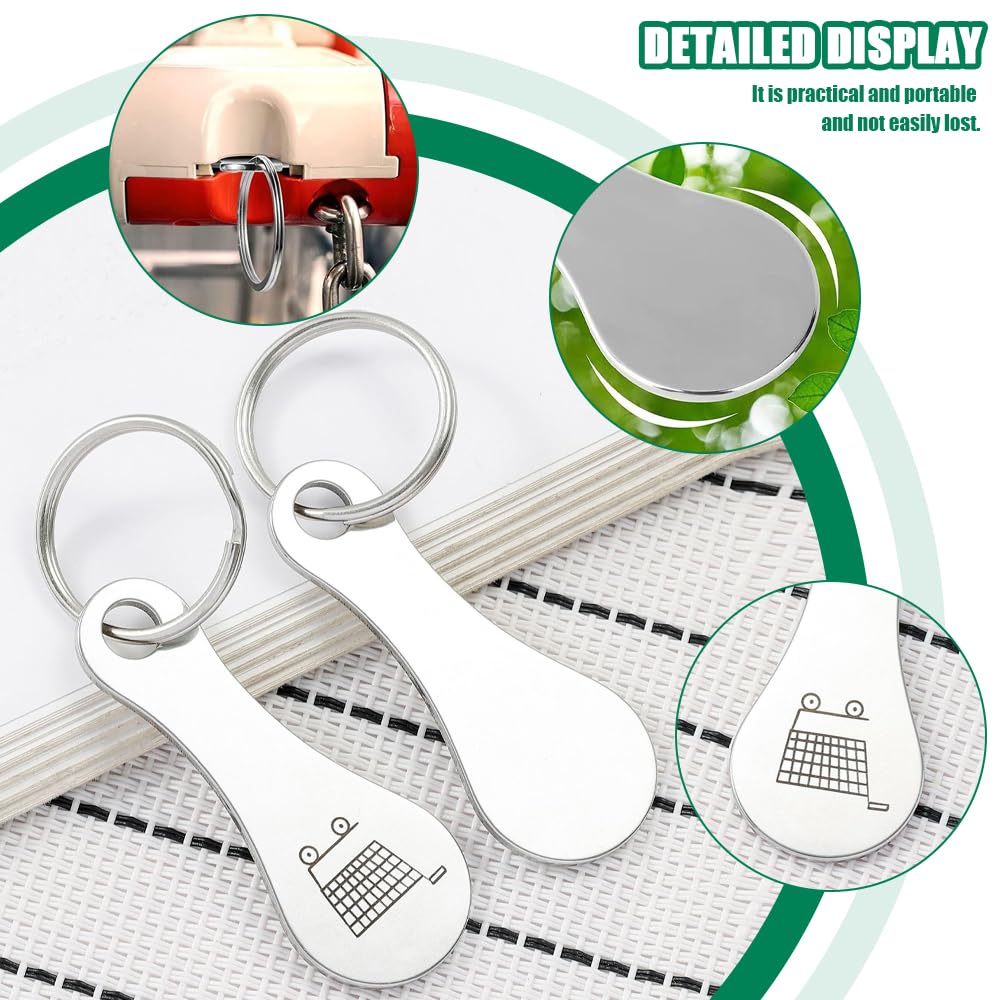 6 Jetons De Caddie Universels En Acier Inoxydable - 5,5x2,2 Cm, Avec Porte-Clés