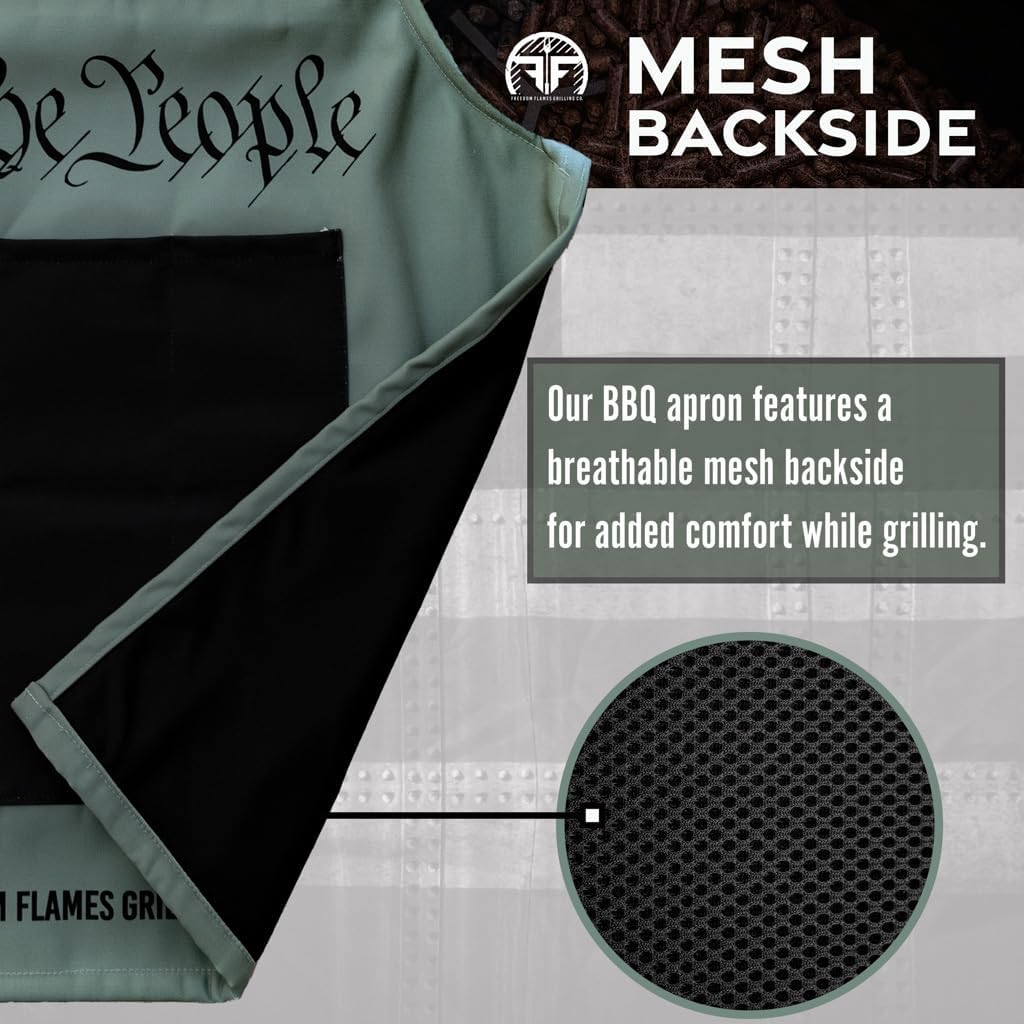 BBQ Grill Apron | Made in the USA | Kitchen Apron with Pockets | Grilling Accessory for Barbecue & Meat Smoker