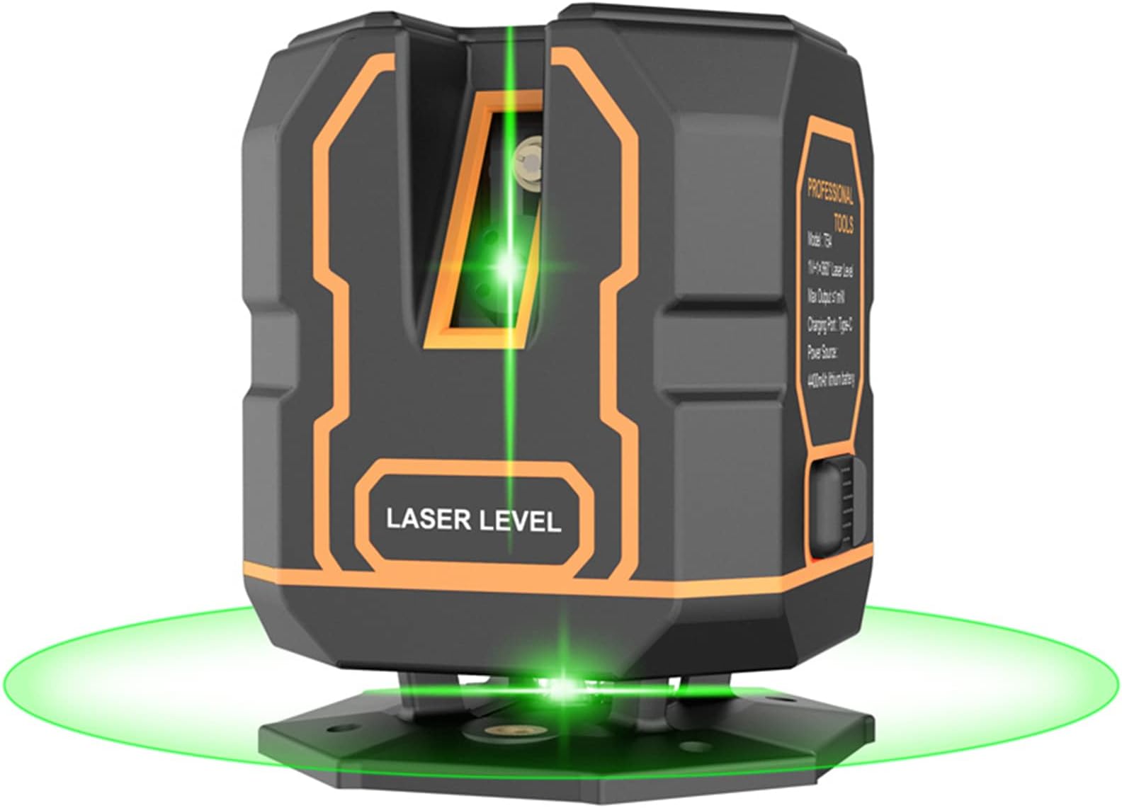 DURAGS Cross Line Laser Level with Bracket 30M/ 98FT Self Leveling 360-degree Horizontal 120-degree Vertical 10mm Close to Ground Dimmable Green Beam Rechargeable 5 Laser Lines Marker 4 Working Modes