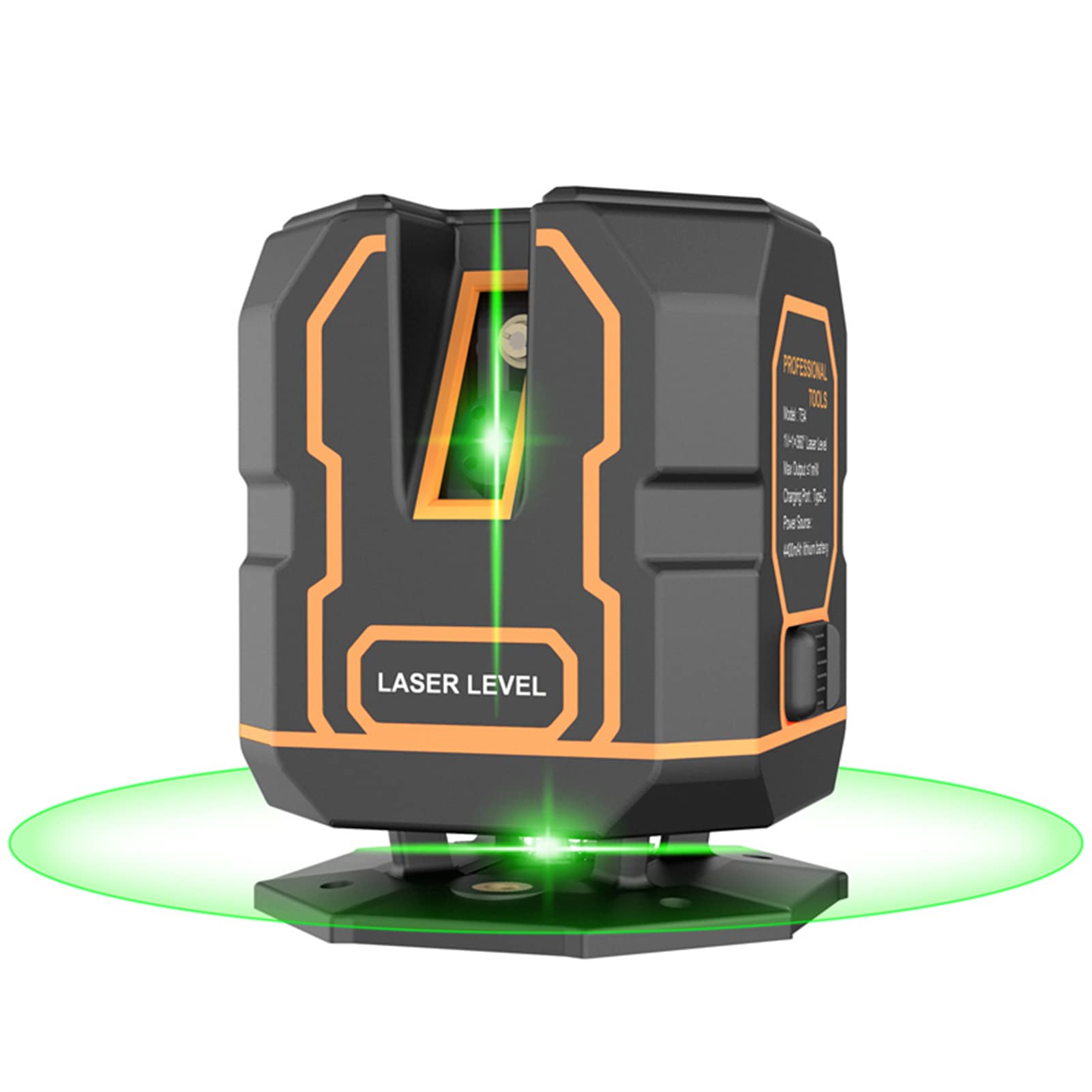 DURAGS Cross Line Laser Level with Bracket 30M/ 98FT Self Leveling 360-degree Horizontal 120-degree Vertical 10mm Close to Ground Dimmable Green Beam Rechargeable 5 Laser Lines Marker 4 Working Modes