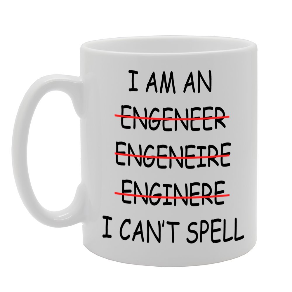 Coralgraph Inc Men's White Mg630 I Can't Spell, Spelling Mistake Mug Novelty Gift Printed Tea Coffee Ceramic Mug