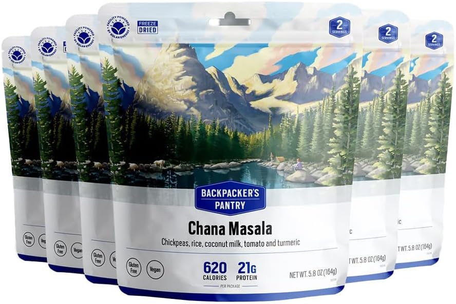 Chana Masala, 2 Servings Per Pouch (6 Count), Freeze Dried Food, 14 Grams of Protein, Vegan, Gluten Free