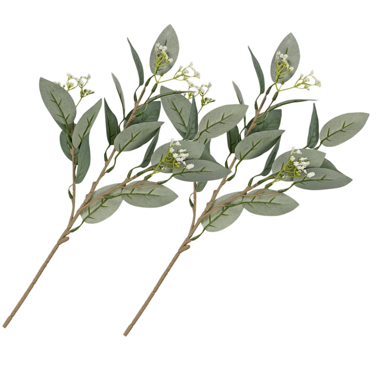 2pcs Artificial Olive Branches with Fruits Faux Greenery Stems Decorative Plastic Plant for Home and Wedding Décor, Desktop Fake Plant Accessory for Indoor Display