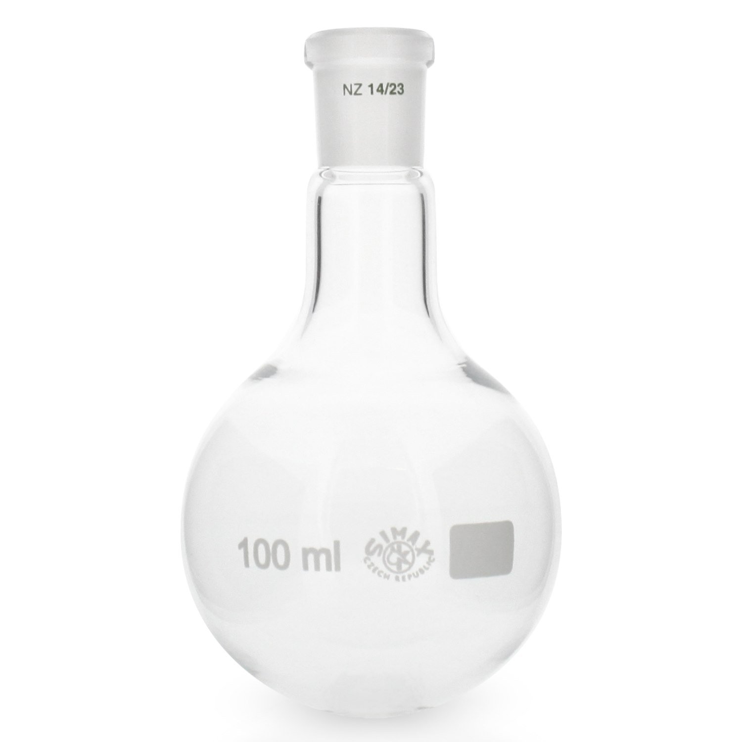 6x Rundkolben 100ml mit Normschliff 14/23 aus hitzefestem Borosilikatglas 3.3 (Laborglas)