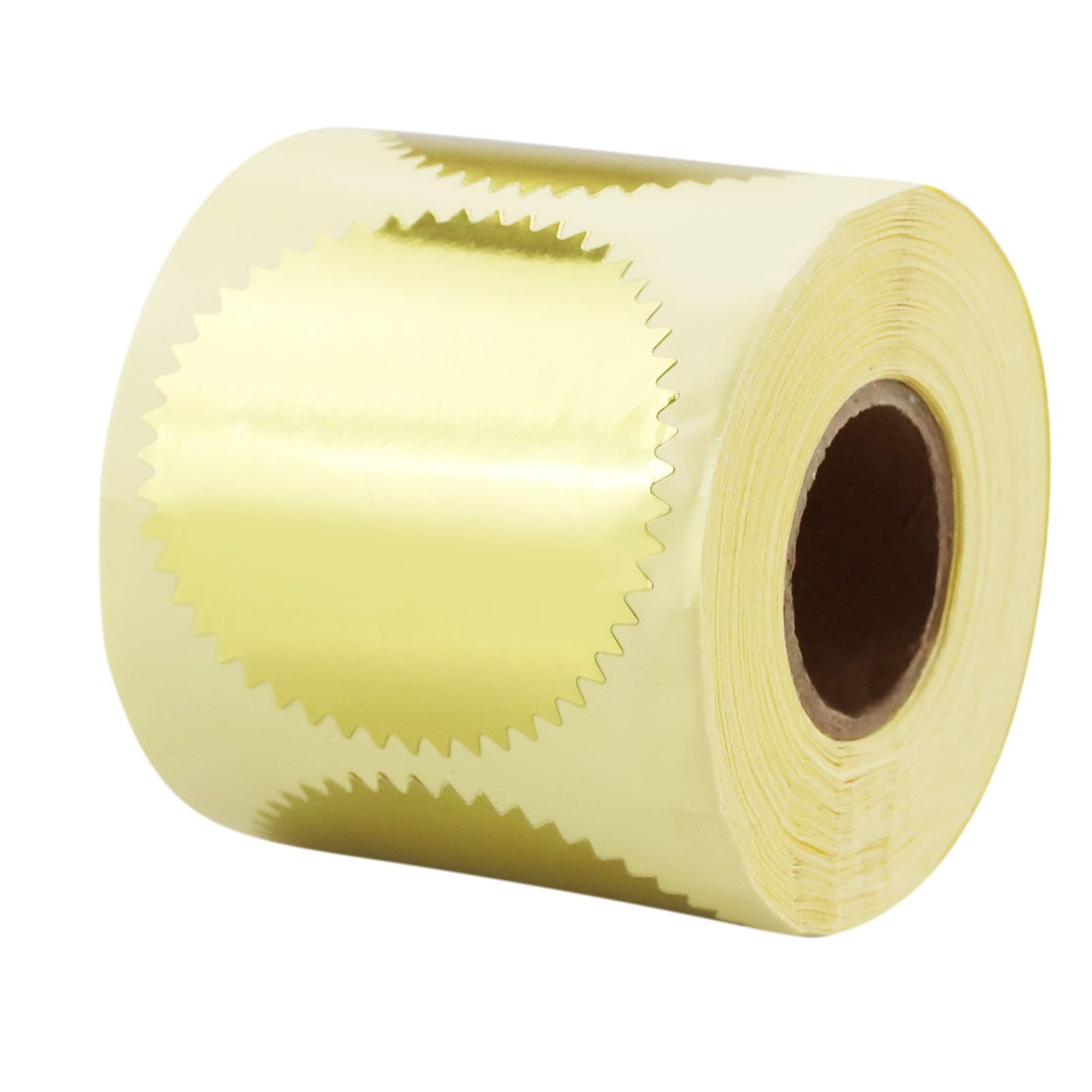 HXMJIED 2inch Certificate Wafer Gear Labels, Gold Foil Stickers, Serrated Edge