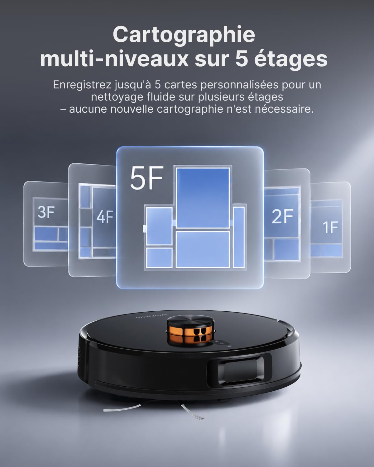 VONKO S6 Pro Robot Aspirateur Laveur avec Station de Vidage Automatique, 8000Pa, Navigation LiDAR 2.0, 180min Autonomie, Détection de Tapis, App & Alexa, Idéal Poils d’Animaux & Sols Dur,Noir