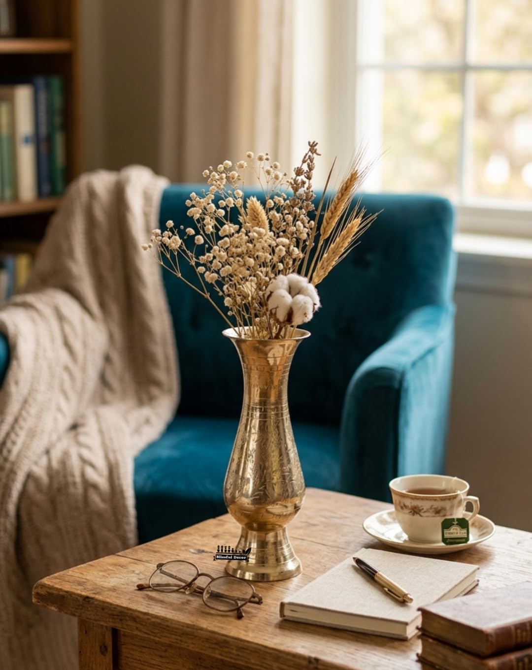 Brass Flower Pot for Home Living Room Table Decor Showpiece Gift Items Handicraft, Kashmiri Pattern Flower Vase, 5.5 x 5.5X 14 CM (L x W x H) 130 GMS Each- Gold Pack of -1-image-1