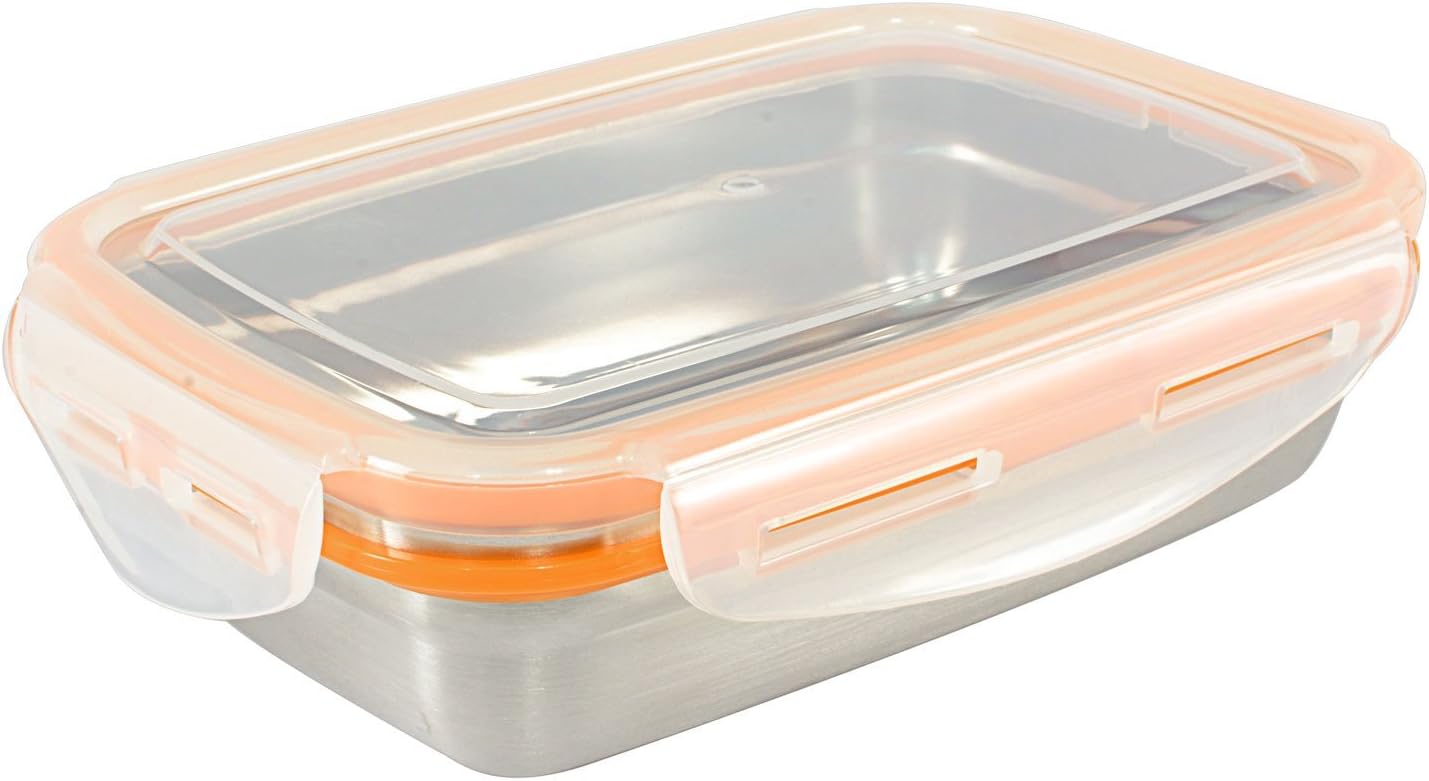 RECTANGLE Stainless Steel Food Container (Size: MEDIUM) - Perfect For Lunch (Leak Proof/Dishwasher Safe/Reusable/Food Safe/Metal/BPA Free)