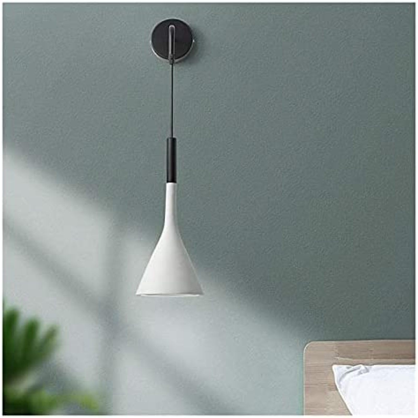 Lámpara de pared rústica clásica, moderna, para interiores, con casquillo E27, altura ajustable, apliques de pared minimalistas de metal, decorativos, color blanco.