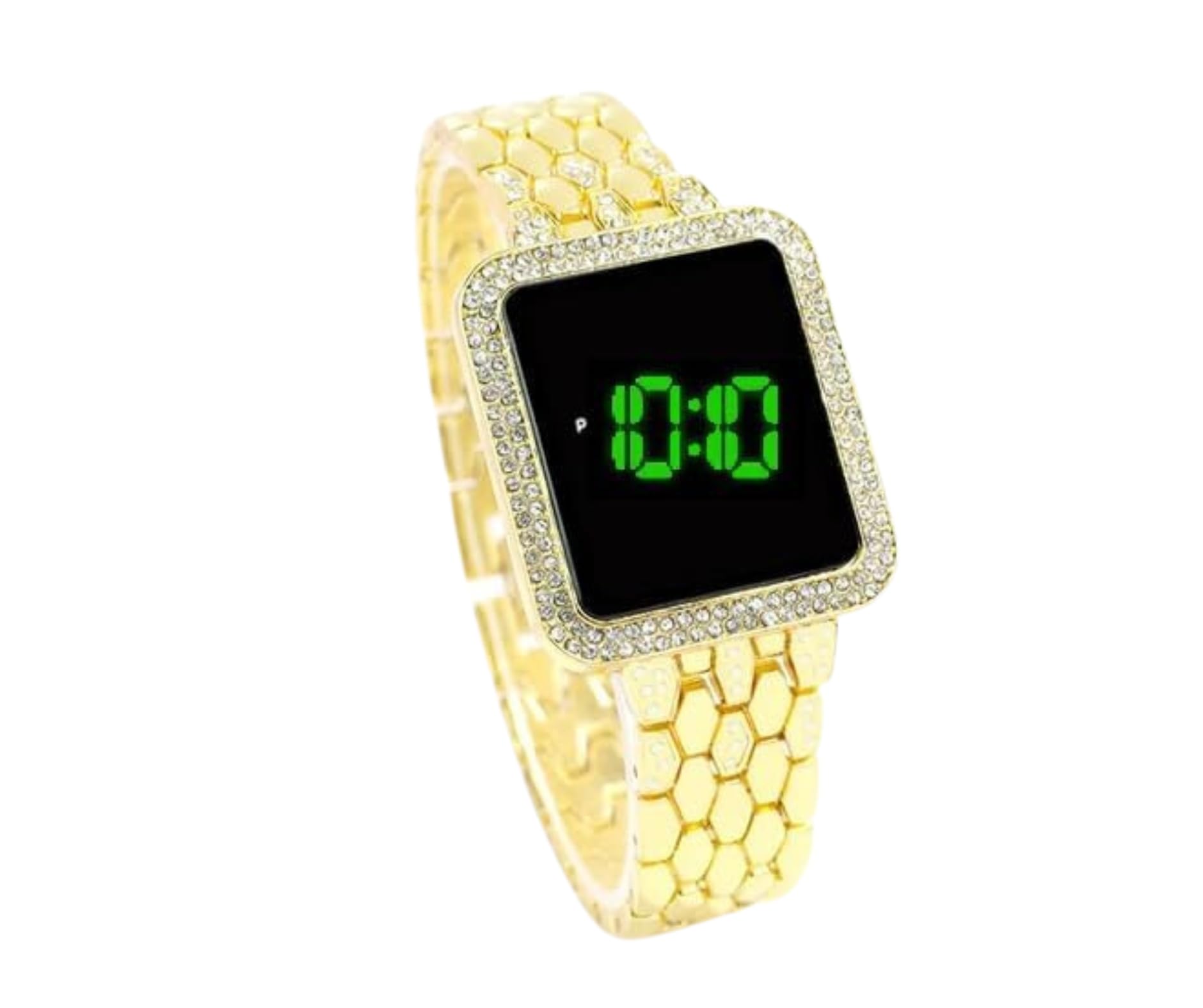 KV Enterprise Digital Diamond Led Green Light Square Touch Screen Gold Watch (B0D5BFTCCN) Amazon Price History, Amazon Price Tracker