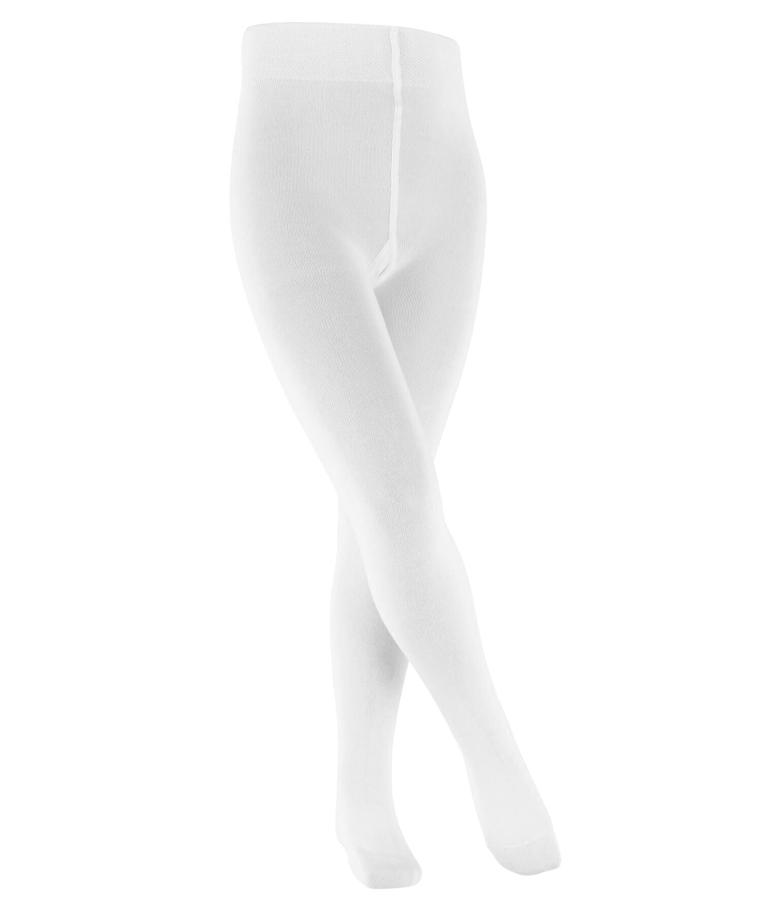 FALKE Unisex Kids Family K Ti Sustainable Cotton Plain 1 Pair Tights, White 2000, 3-5.5