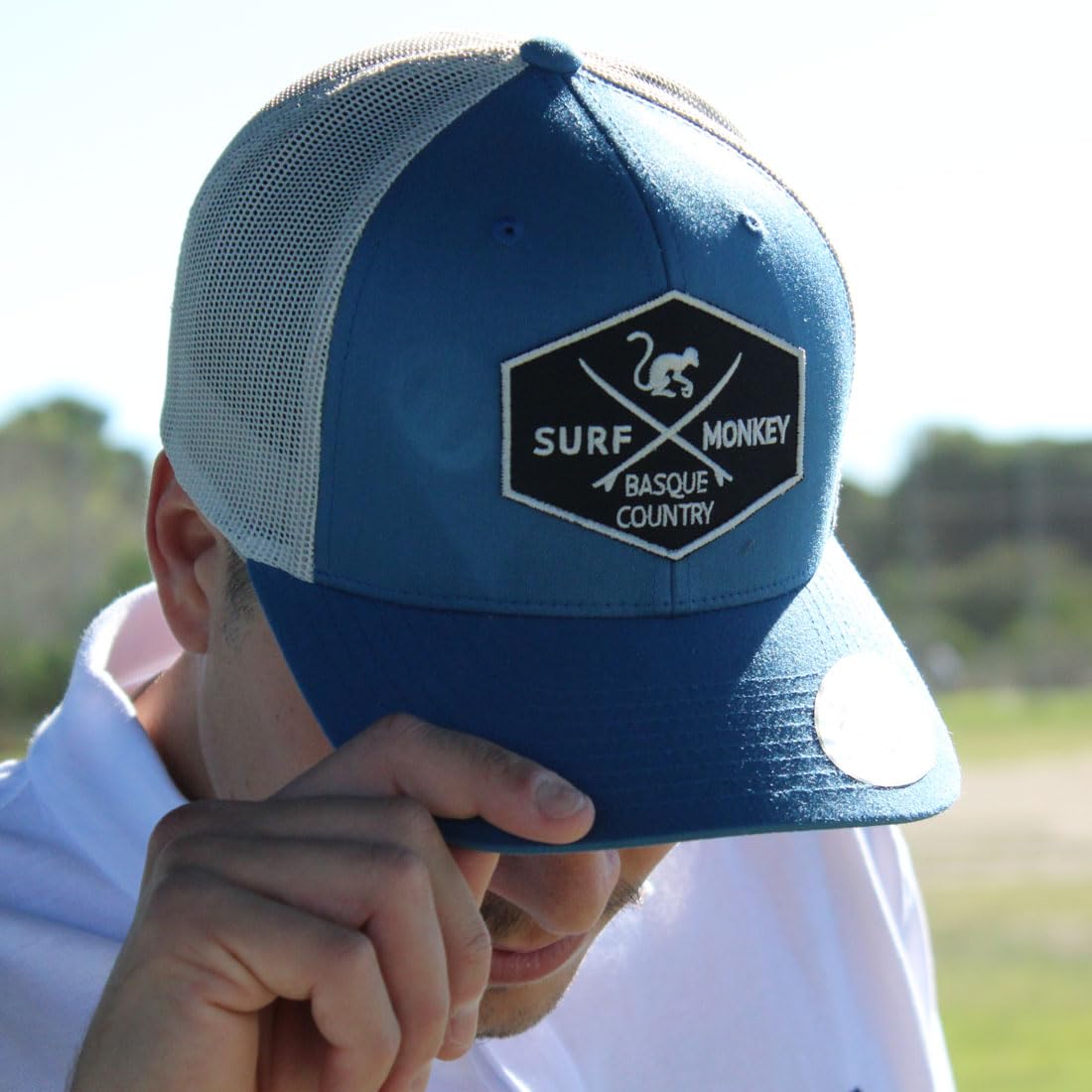 SURF MONKEY Casquette type Trucker 6p - Visière incurvée - Casquette réglable Snapback - Profil bas