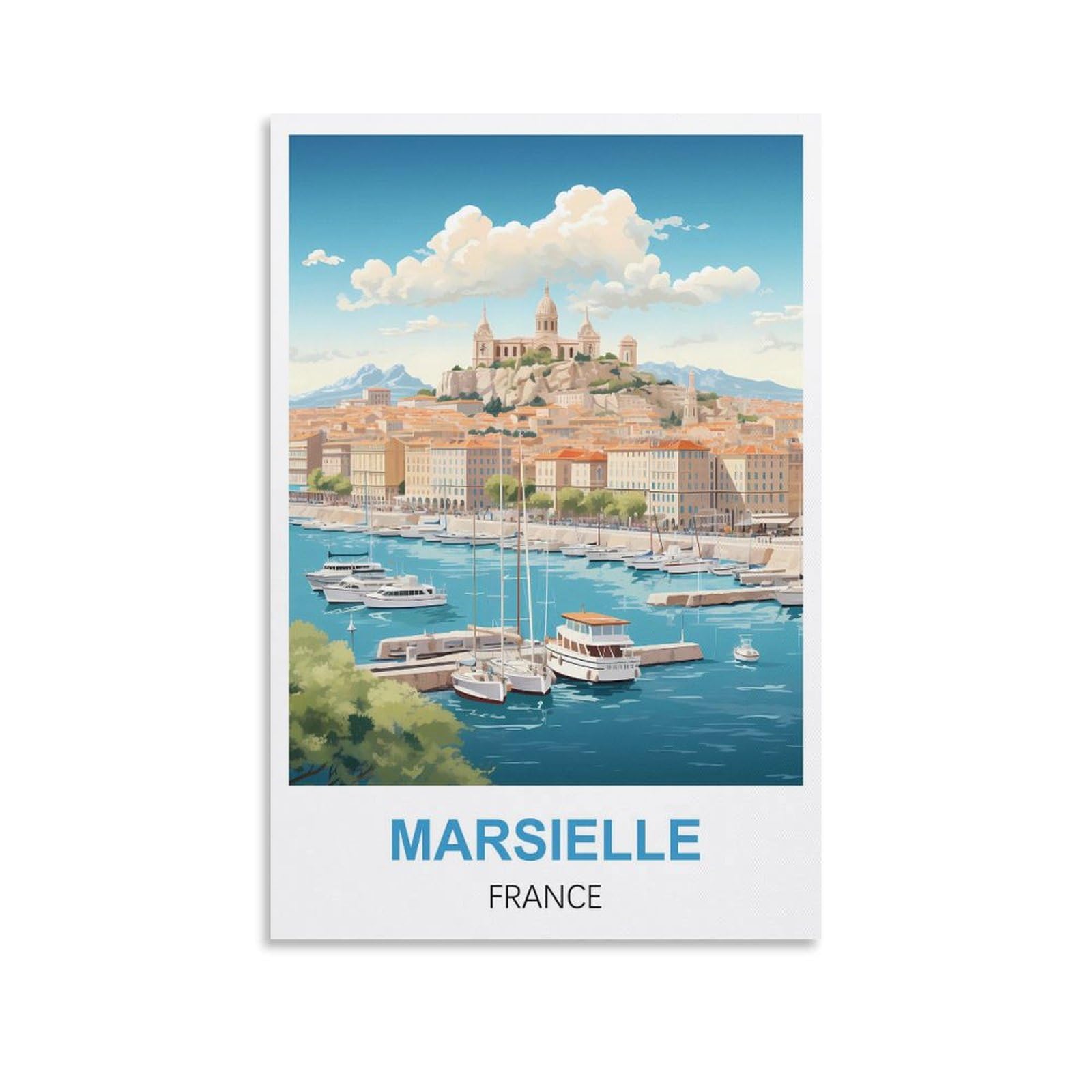 EZMLFA DIY Diamond Painting,Marsielle France 5D Landscape Diamond Painting Kits for Adult, Gem Art Crystal Art Kits for Adults, for Home Wall 40x40cm