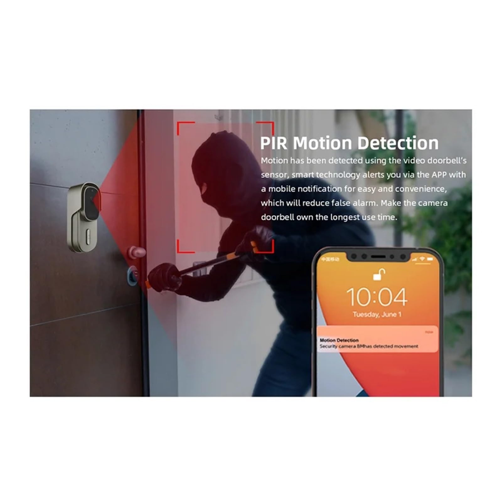 Sonnette Wi-FI Tuya Smart Life avec Application 1080P, 2MP, Grand Angle de Vision, interphone et vidéo étanche IP65 Grand Angle
