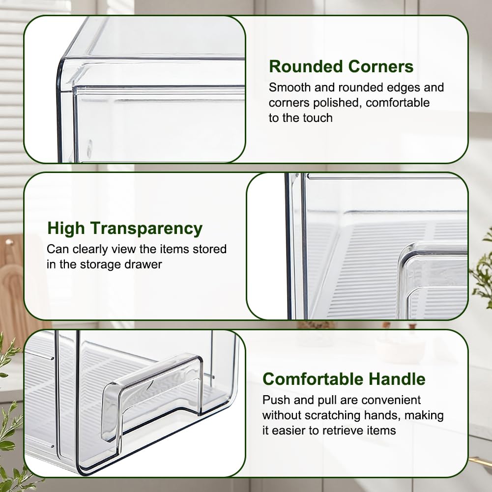 Organizzatore per frigorifero – Cassetto portaoggetti per alimenti – 1 organizer impilabile per frigorifero – trasparente per riporre e organizzare la cucina