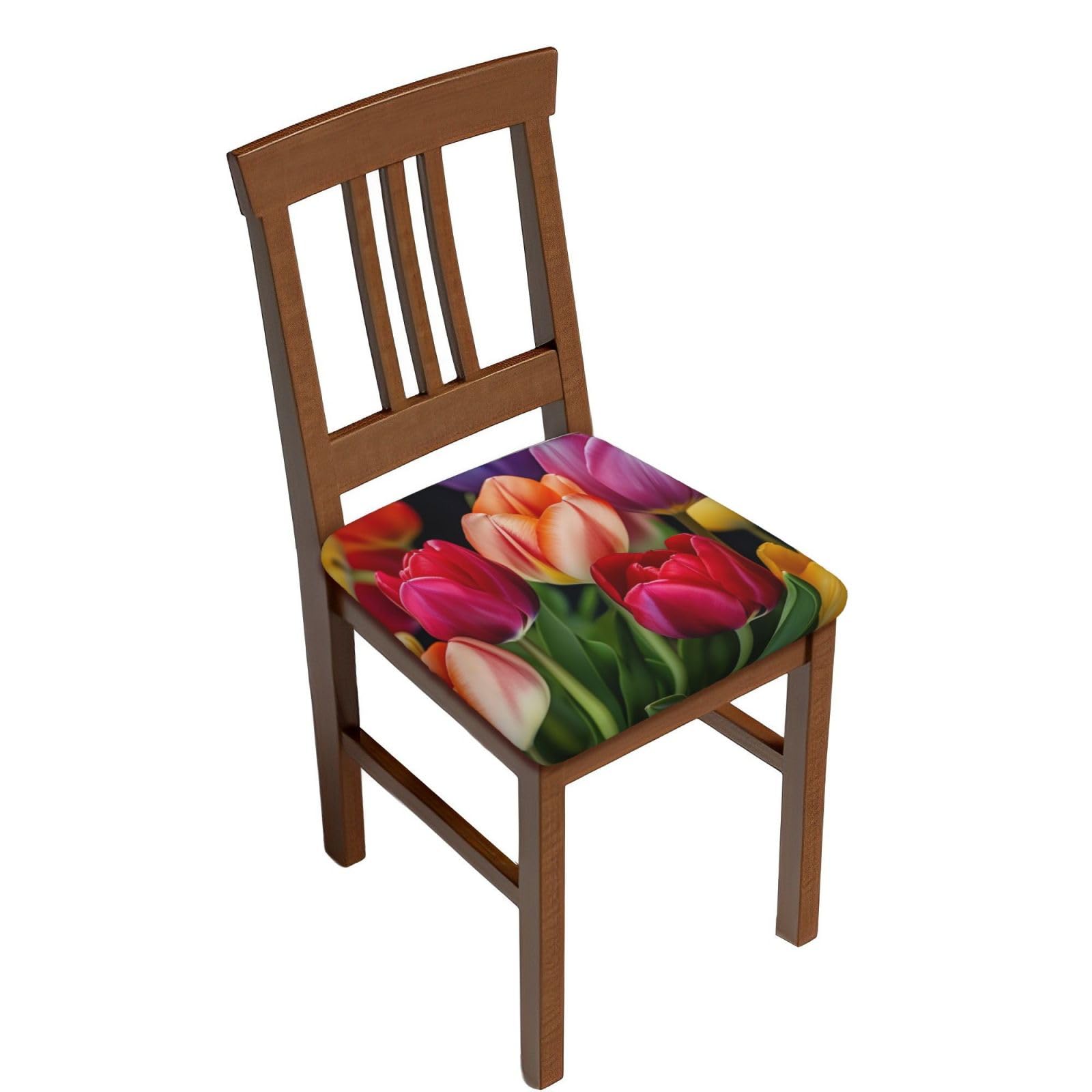 DWVTSLH Flower Bar Stool Covers Square, Six Piece High Elastic Soft Seat Cushion Cover Protector Washable Barstool Slipcovers Nonslip Replacement Square Bar Chair Covers