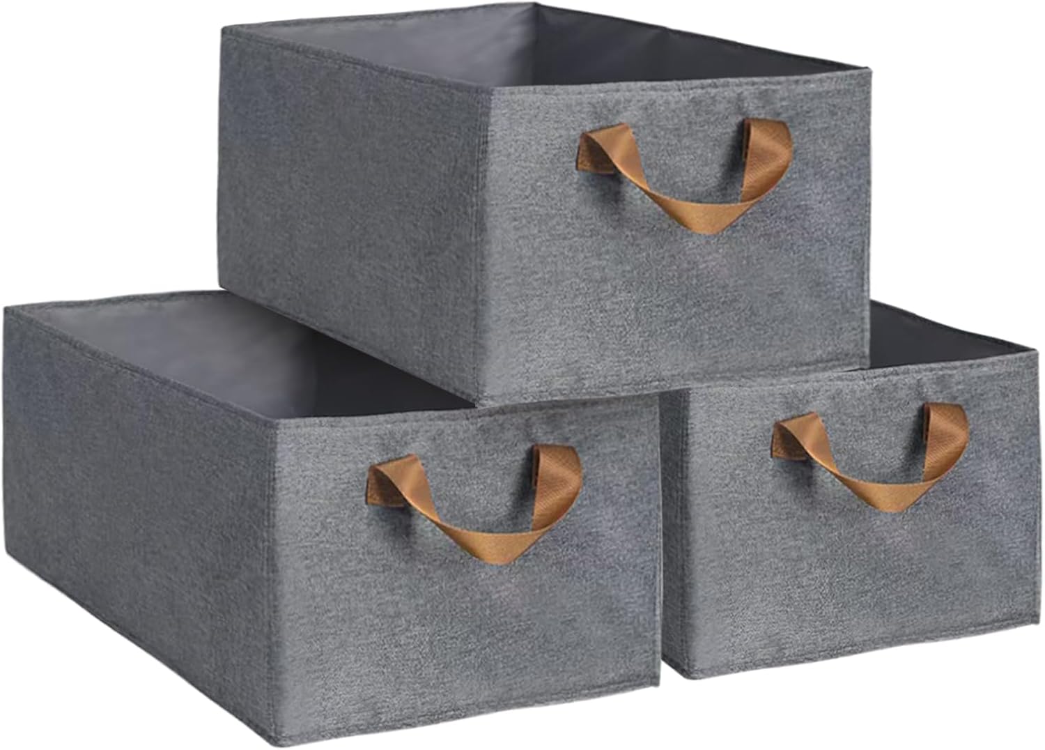 Cube Organizer Bin — Storage Bins, Collapsible Extra Large Storage Bins, Under Bed Storage Containers Baskets for Shelves Clothes Storage Bins Closet Bins (Pack of 3, Gray)