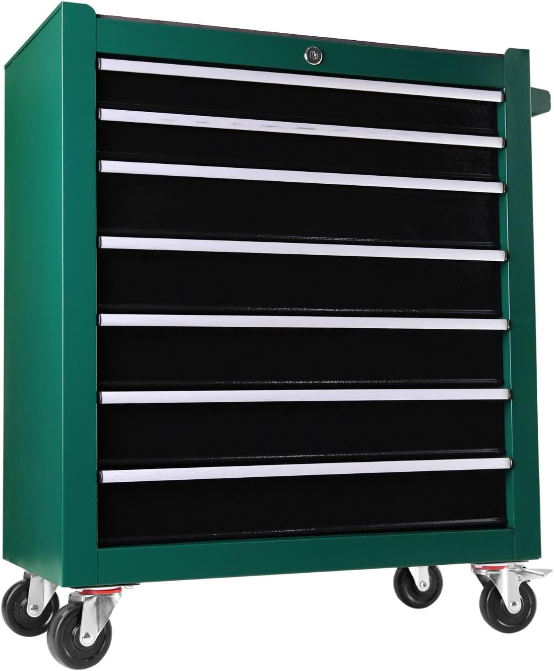 HMFULE7 Drawer Tool Cart Rolling Tool Chest on Wheels Drawers Rolling Tool Box Top Cushion Drawer Liners Organizer with Locking System for Garage Workshop Warehouse Repair Shop Green