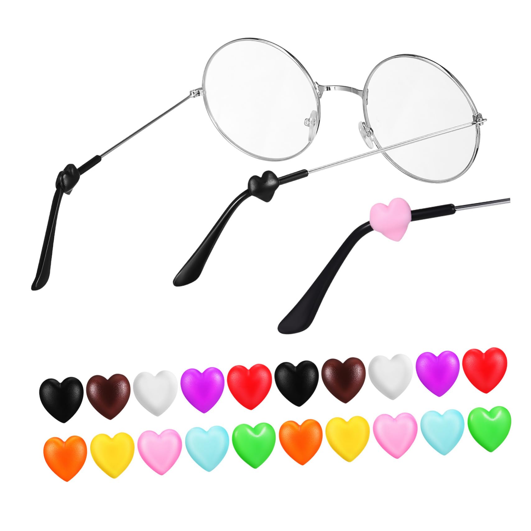FRCOLOR 20 Pcs Glasses Ear Grips Silicone Eyeglass Retainers Prevent Glasses Sliding Comfortable Easy to Use Diverse Colors