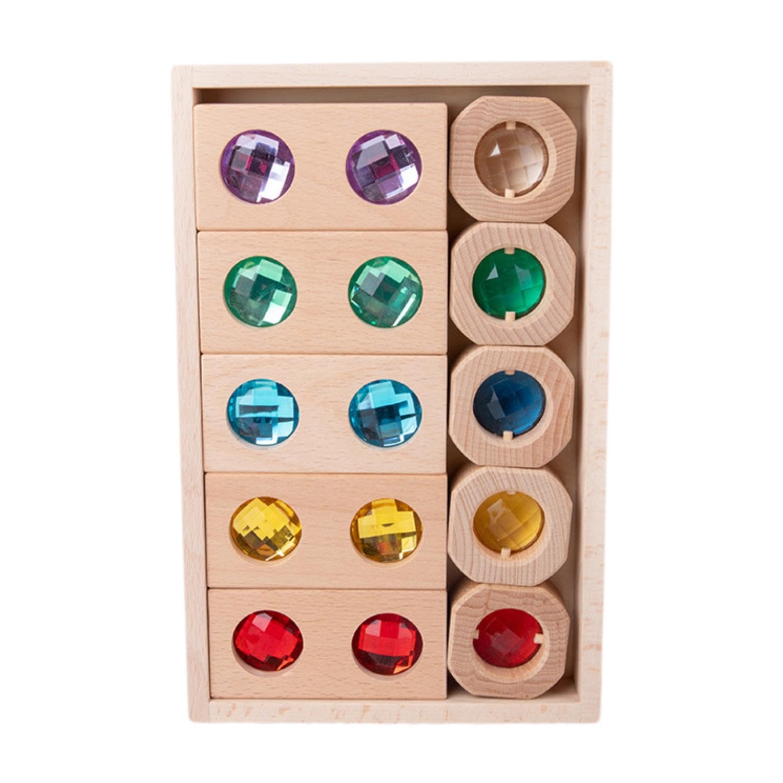 Qianly Set di Blocchi da Costruzione in Legno per Bambini, Gioco di Impilamento, Giocattolo Educativo, Set di Blocchi da Costruzione Arcobaleno per Il Comple, Stile a