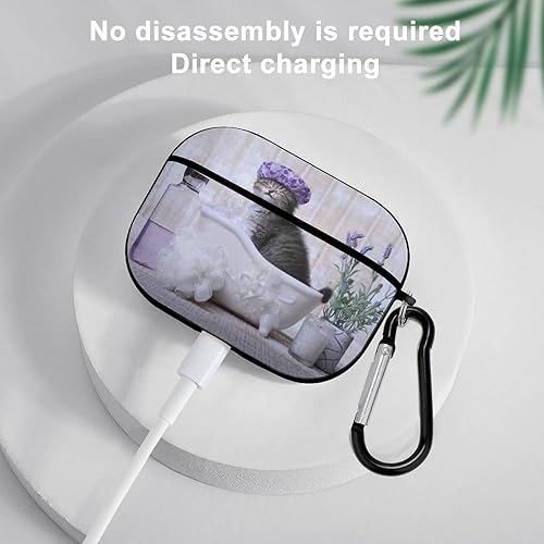 Miniatura 5 de Funda para Airpods Pro con estampado de gatito lindo y divertido con llavero, protección completa, duradera, a prueba de golpes, funda rígida de PC