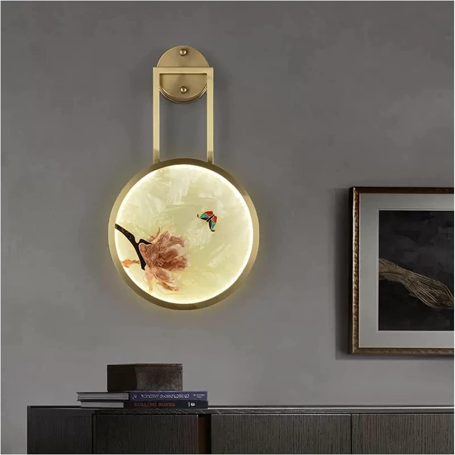 Lampada da parete cinese di lusso per camera da letto, comodino, soggiorno, scala, interamente in rame