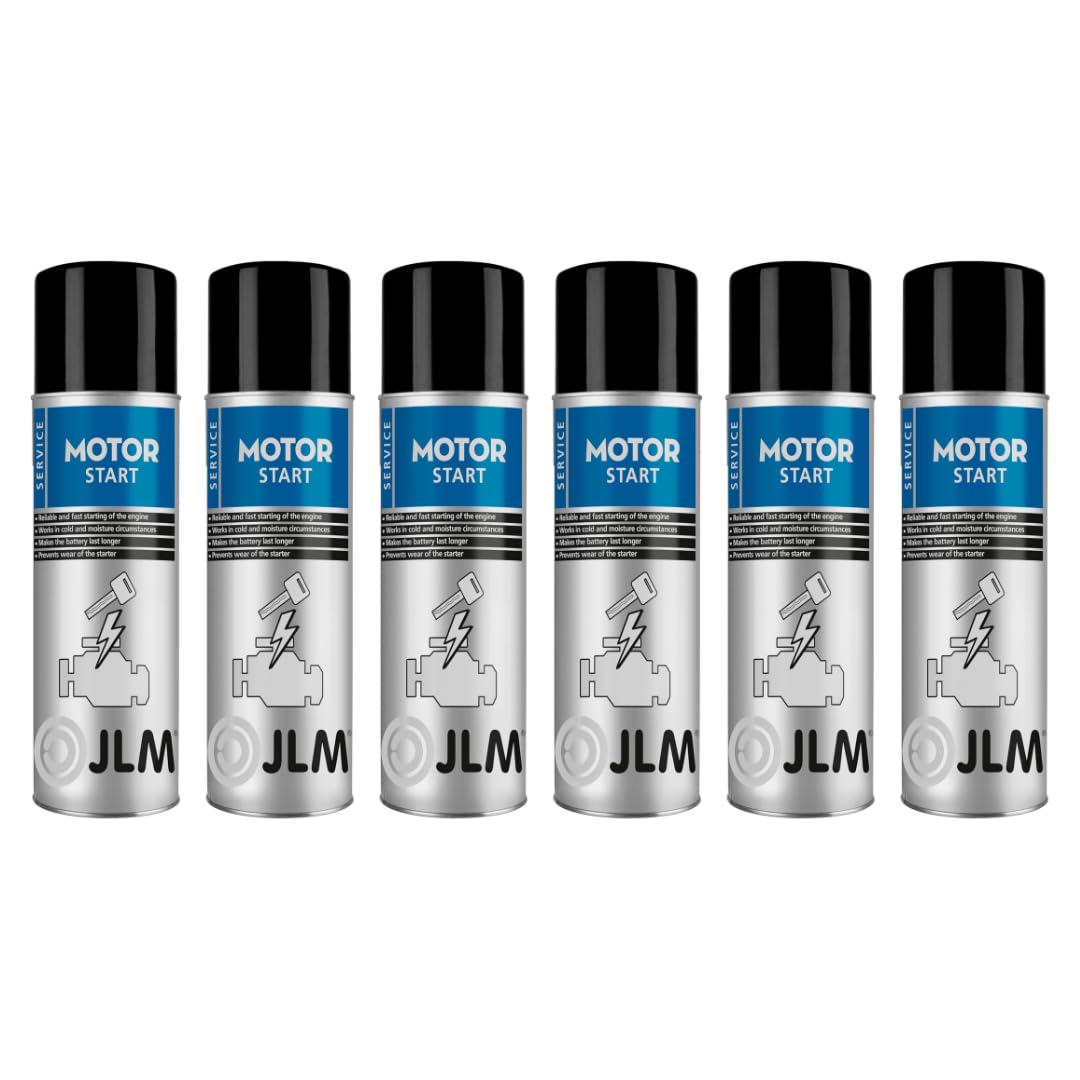 JLM Starthilfe-Spray 6x 400 ml - 2,4L - Motorstart-Spray für Benzin- & Dieselmotoren - Startpilot für Pkw, LKW, Motorräder, Rasenmäher & Maschinen - Schnelle Kaltstarthilfe bei Frost & Feuchtigkeit