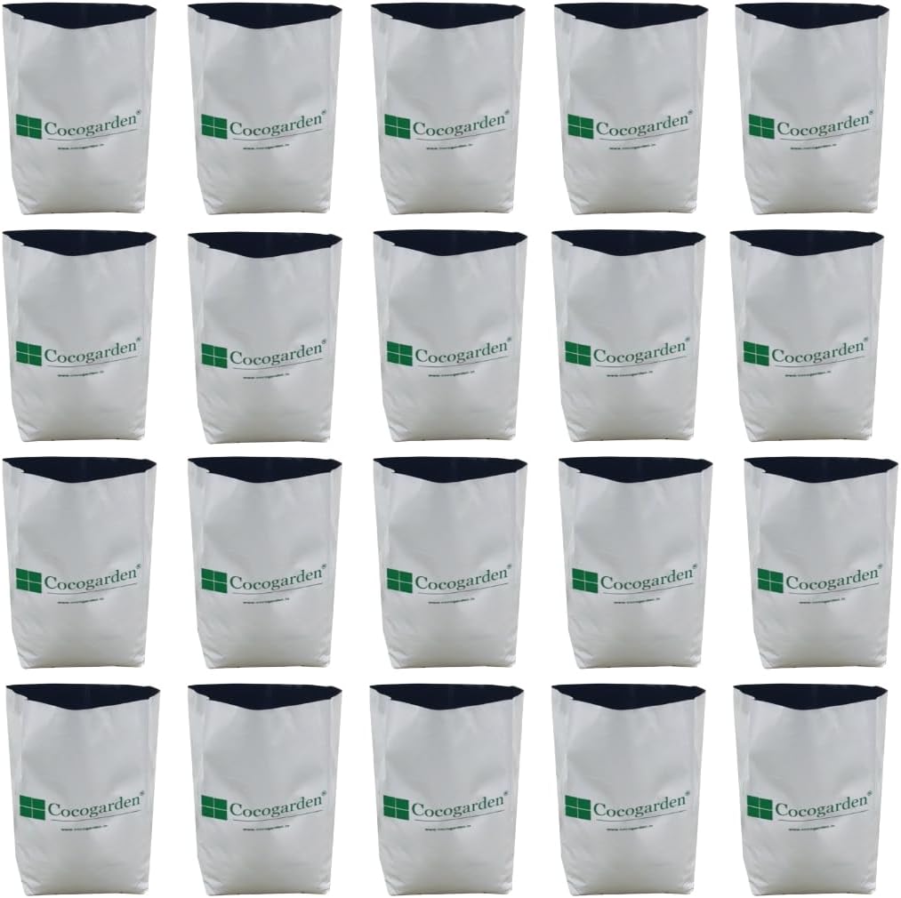 UV Treated Poly Grow Bags for Terrace Gardening (24 x 24 x 40) cms (White, Pack of 20) | Home Gardening Plant Container Bag for Leafy Vegetable and Flower Plants