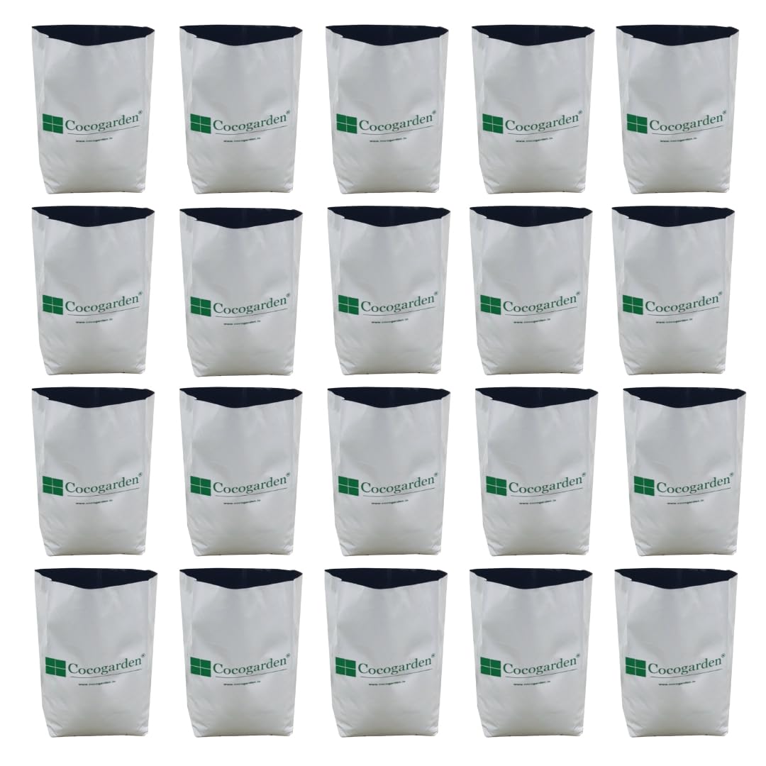 UV Treated Poly Grow Bags for Terrace Gardening (24 x 24 x 40) cms (White, Pack of 20) | Home Gardening Plant Container Bag for Leafy Vegetable and Flower Plants