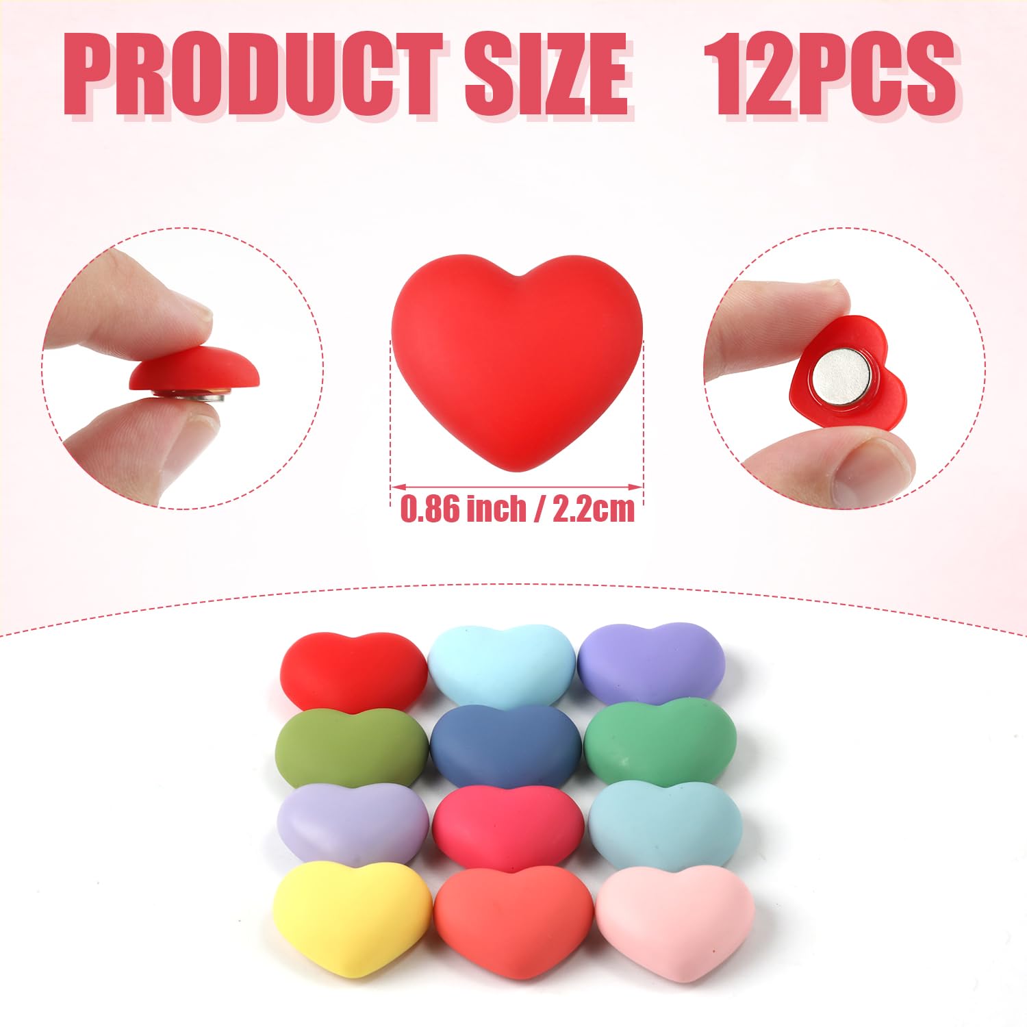 12 Aimants En Bois Forme Cœur Pour Réfrigérateur - Texture Naturelle - Parfait Pour Notes, Photos Et Décoration Saint-Valentin - 7
