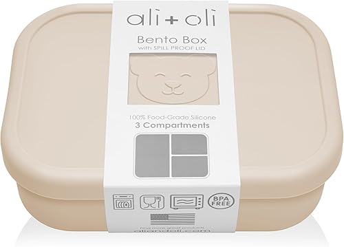 AliOli Caja Bento a prueba de fugas coco de silicona de grado alimenticio sin BPA ftalatos plomo y PVC lonchera Bento para niños y adultos