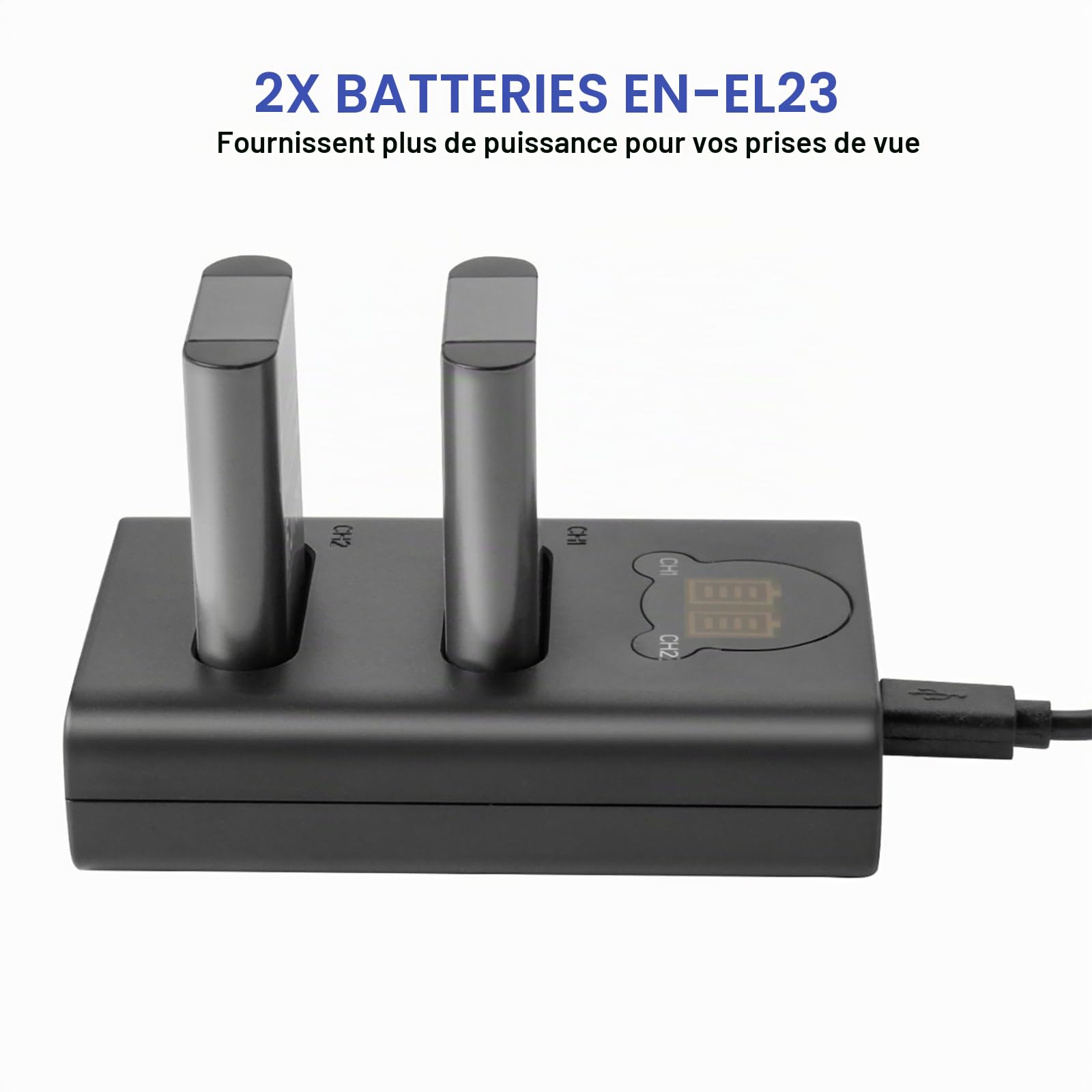 2X en-EL5 Batterie de Rechange Compatible avec Nikon Coolpix P530, P520, P510, P100, P500, P5100, P5000, P6000, P90, P80 Cameras
